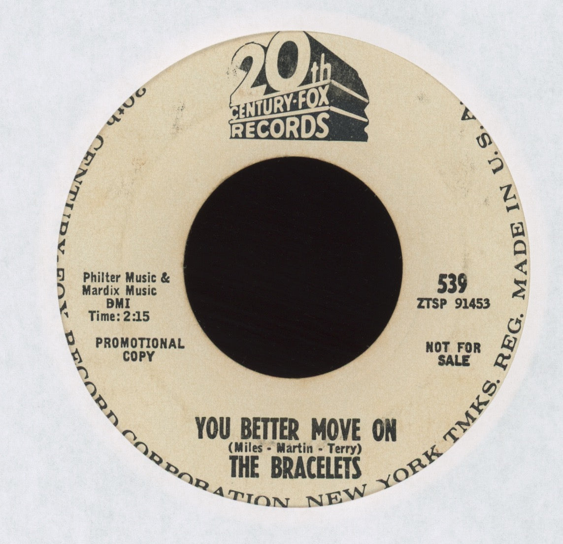 The Bracelets - You're Just Fooling Yourself on 20th Century Promo Girl Group 45