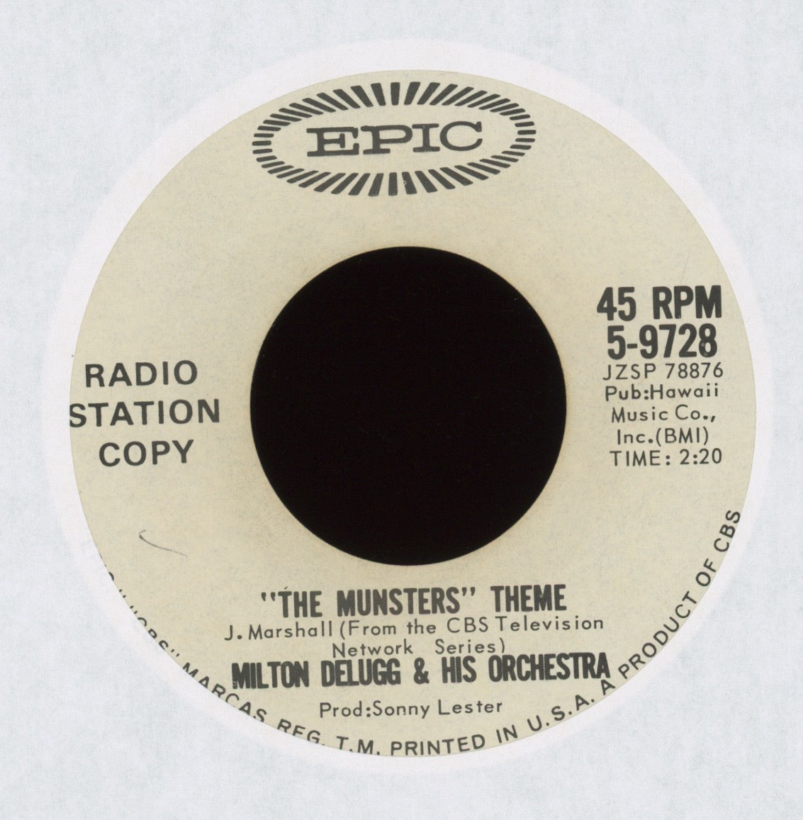 Milton DeLugg And His Orchestra - The Munsters Theme on Epic Promo Halloween Horror 45