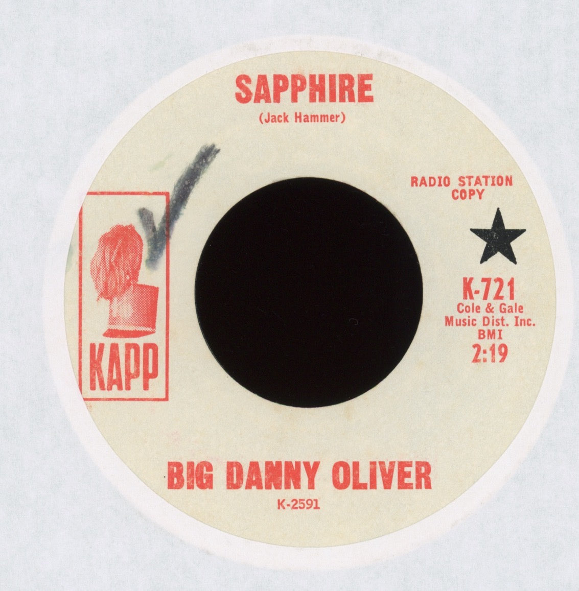 Big Danny Oliver - Sapphire on Kapp Promo R&B Rocker 45