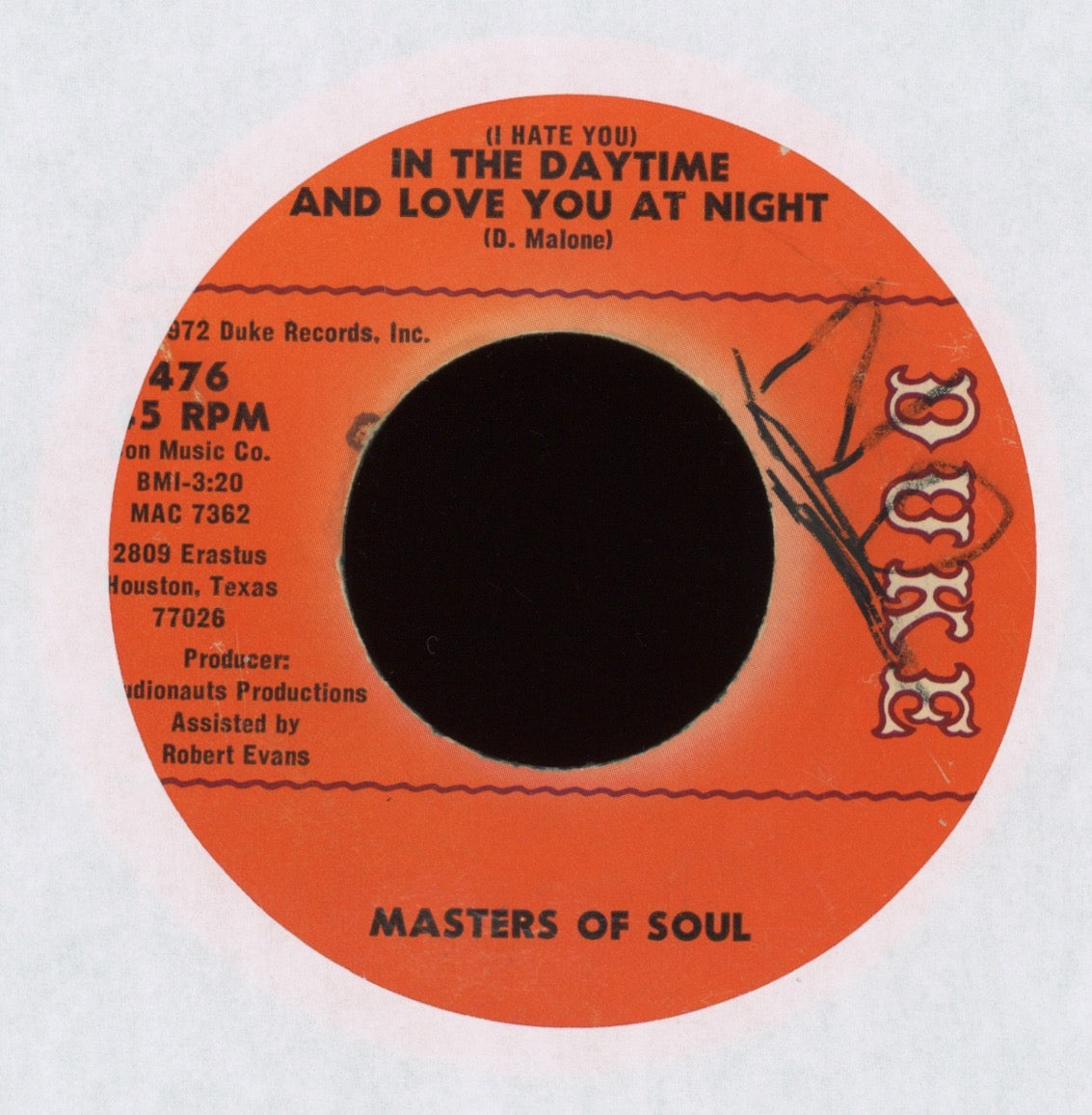 Masters Of Soul - I Can See It In Your Eyes on Duke Northern Soul Popcorn 45