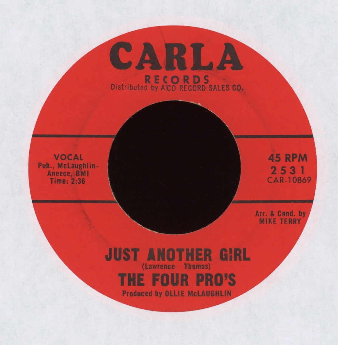 NUMBER GIRL 45RPM レコード The Four Pro's - Just Another Girl on Carla Northern Soul 45