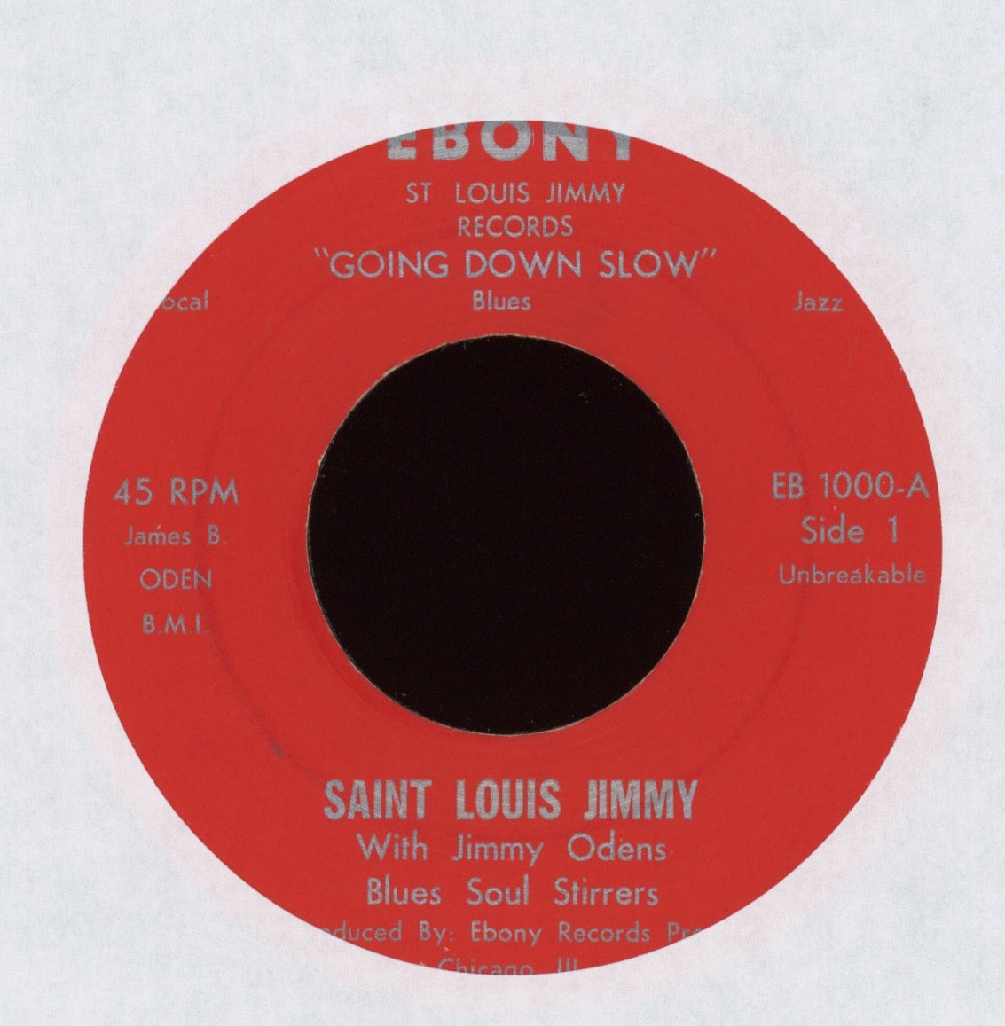 St. Louis Jimmy Oden / Sleepy John Estes - Some Day Baby on Ebony R&B Blues Rocker 45