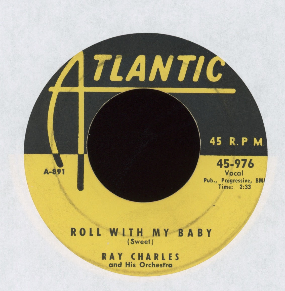 Ray Charles And His Orchestra - Roll With My Baby / The Midnight Hour on Atlantic R&B 45