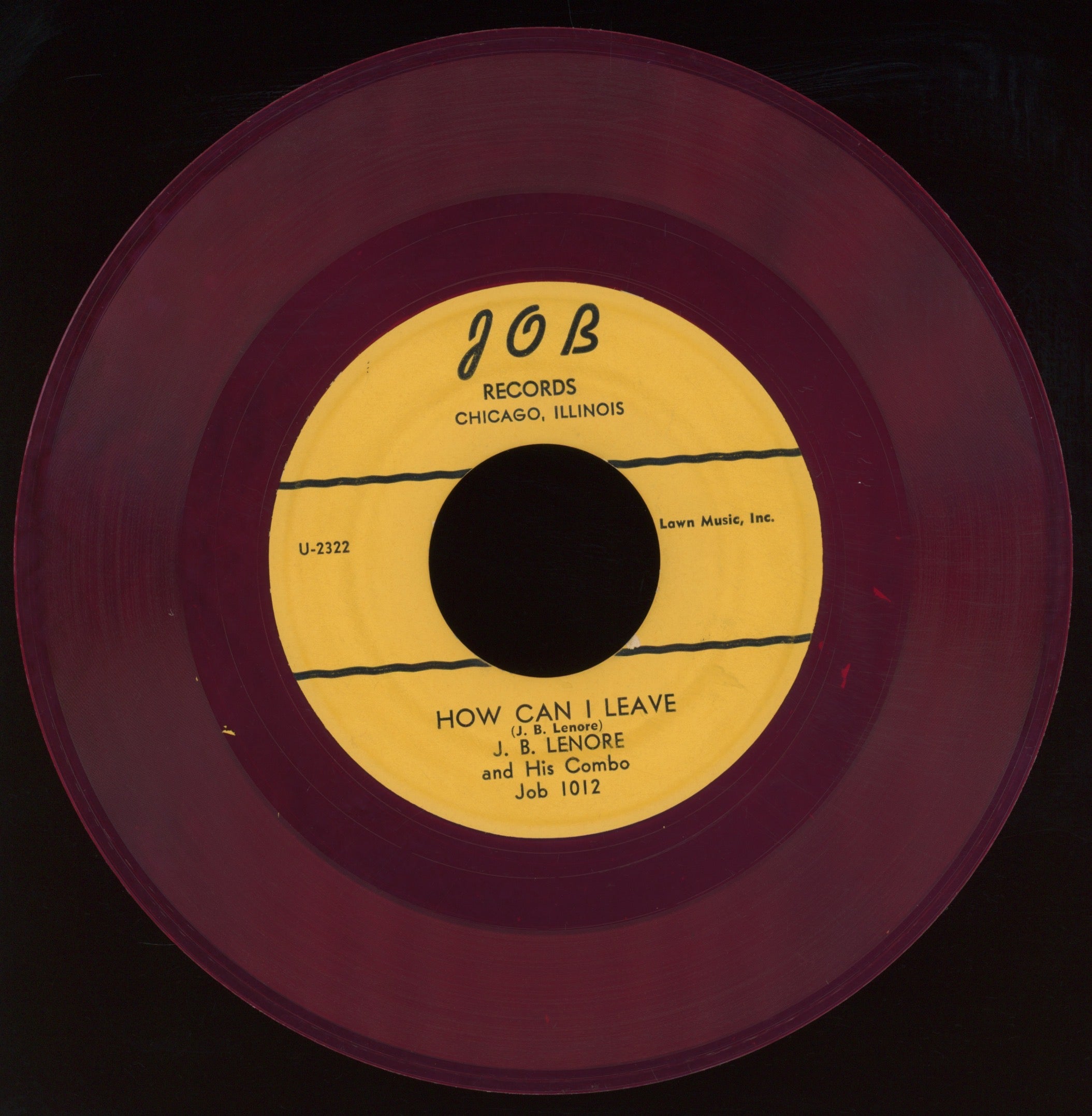 J.B. Lenoir And His Combo - The Mojo / How Can I Leave on JOB Red Vinyl