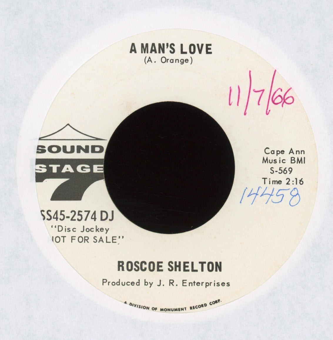 Roscoe Shelton - Soon As Darkness Falls on Sound Stage 7 Promo Northern Soul 45