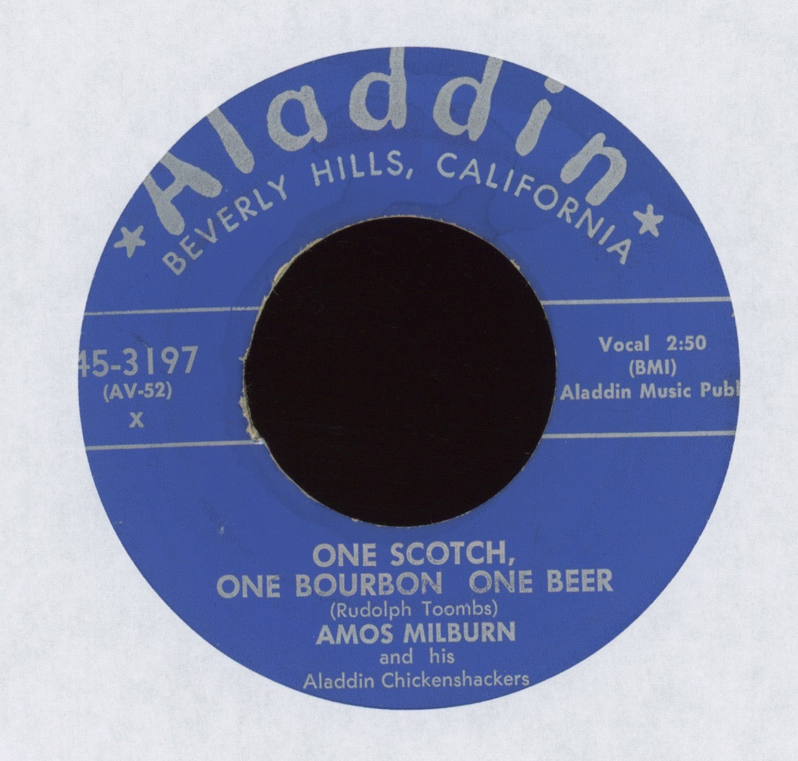 Amos Milburn And His Aladdin Chickenshackers - One Scotch One Bourbon One Beer on Aladdin R&B 45