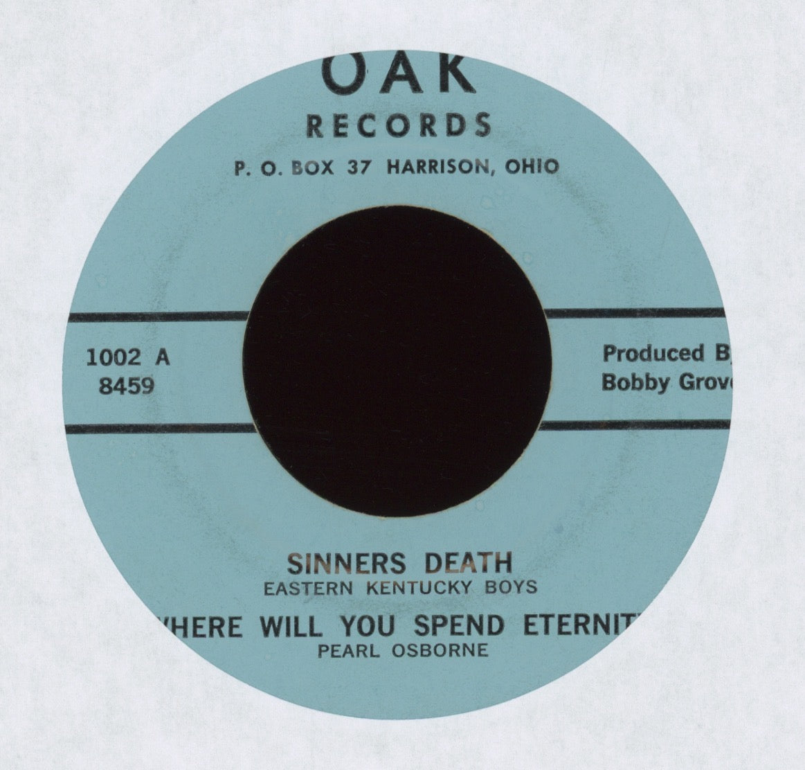 Eastern Kentucky Boys - Sinner's Death on Oak EP 1002 Bluegrass Gospel 45