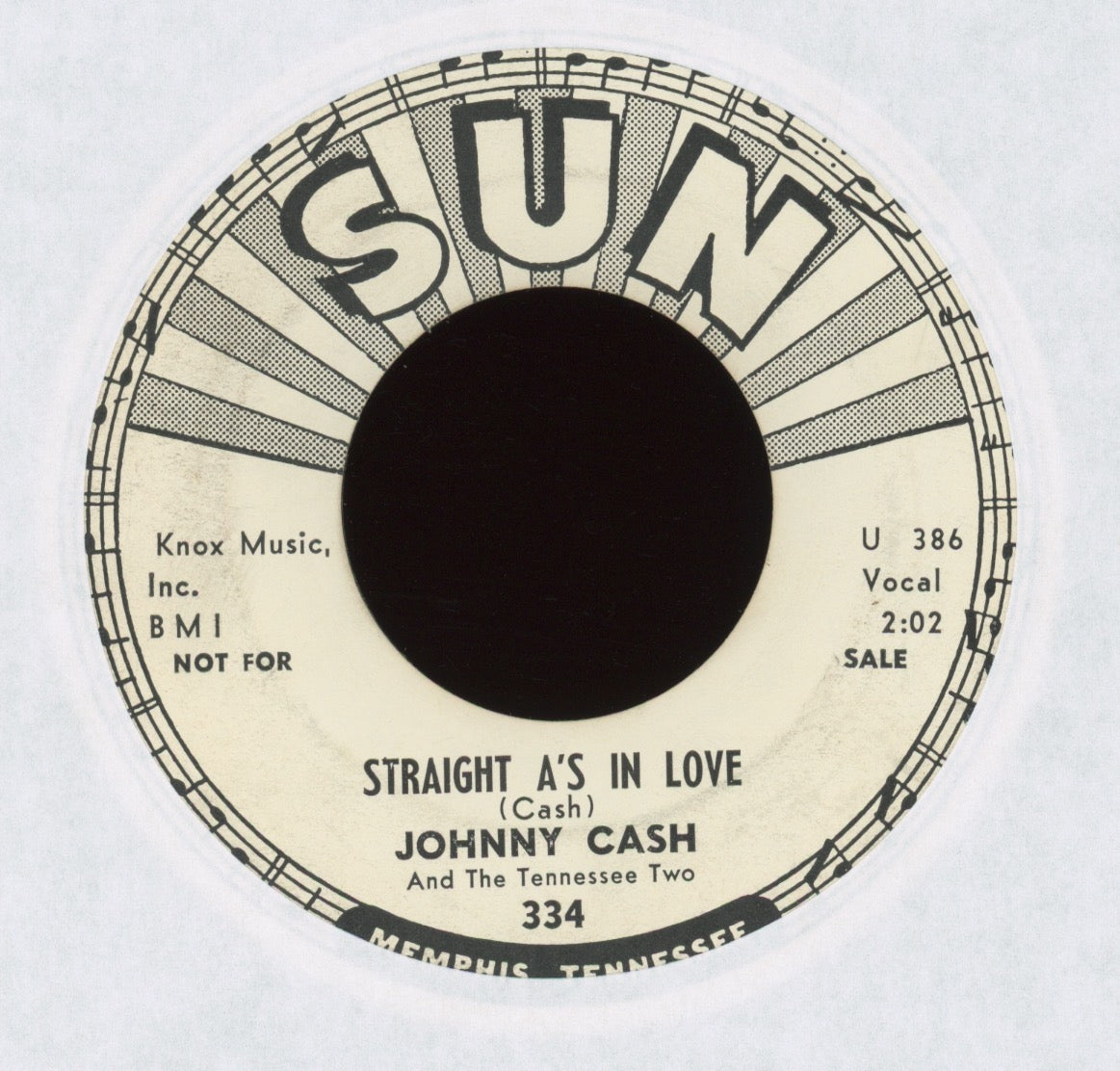 Johnny Cash - Straight A's In Love on Sun Promo Rockabilly 45