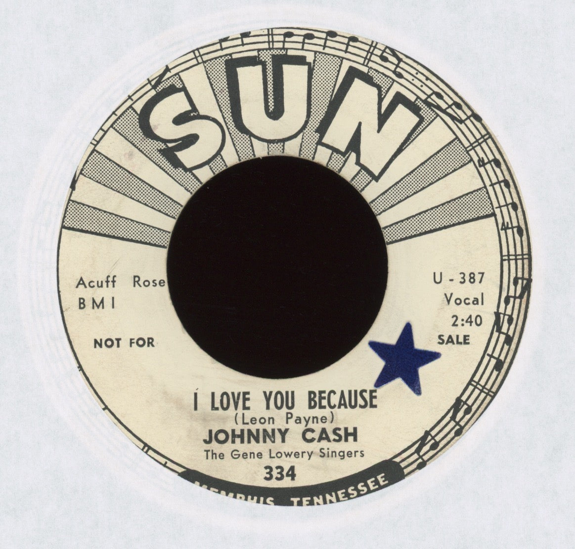 Johnny Cash - Straight A's In Love on Sun Promo Rockabilly 45
