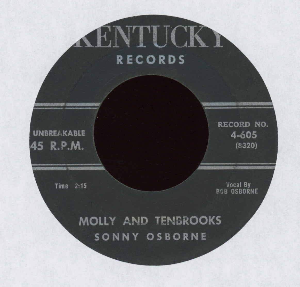 Sonny Osborne - Molly And Tenbrooks / Muleskinner Blues on Kentucky Bluegrass 45
