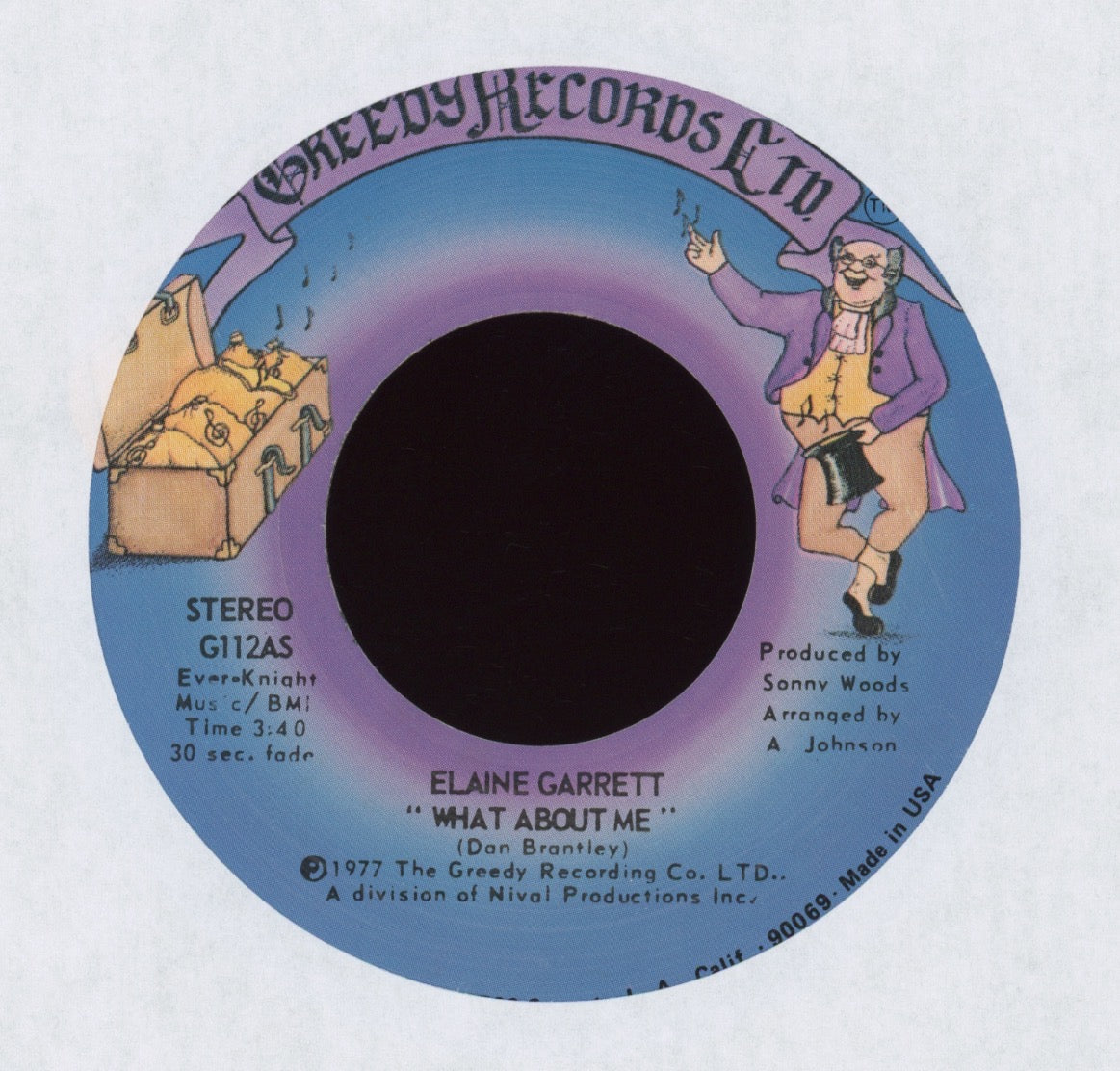 Elaine Garrett - What About Me on Greedy Soul 45
