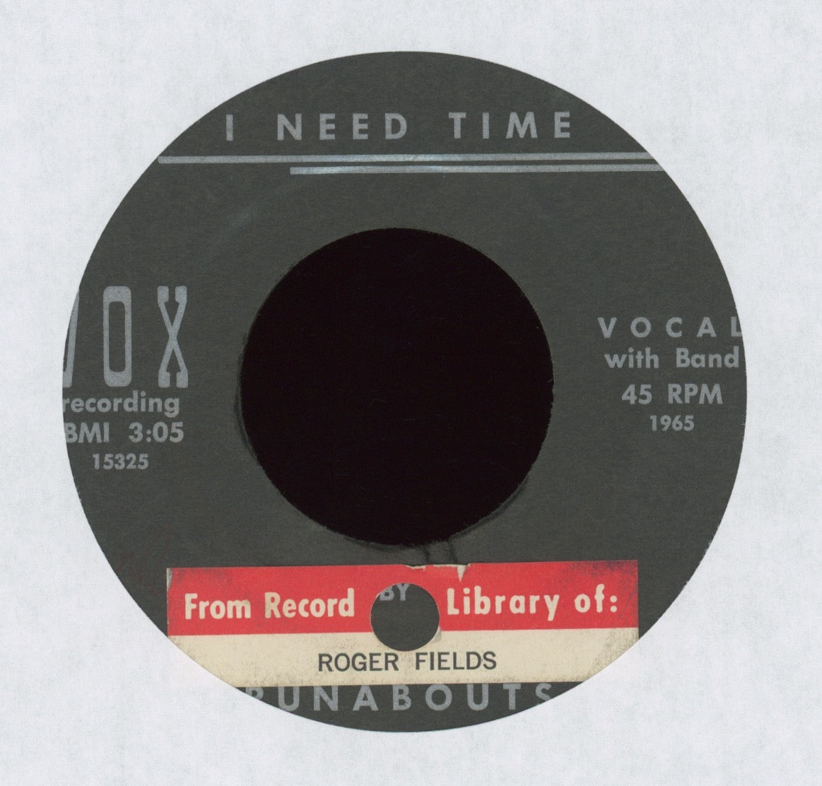 The Runabouts - I Need Time on Vox Moody Teen Garage 45