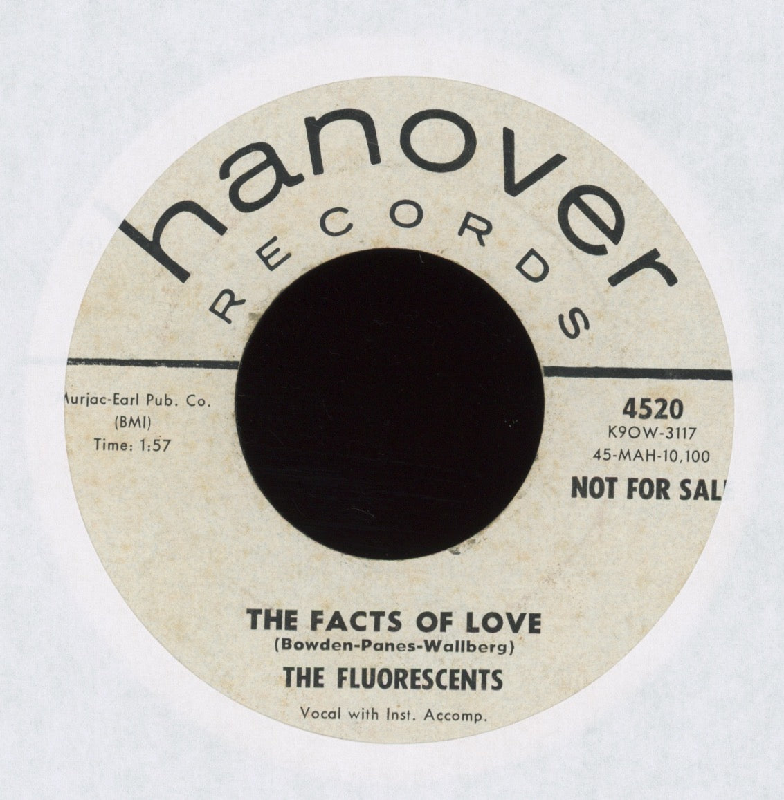 The Fluorescents - The Facts Of Love on Hanover Promo R&B Doo Wop 45
