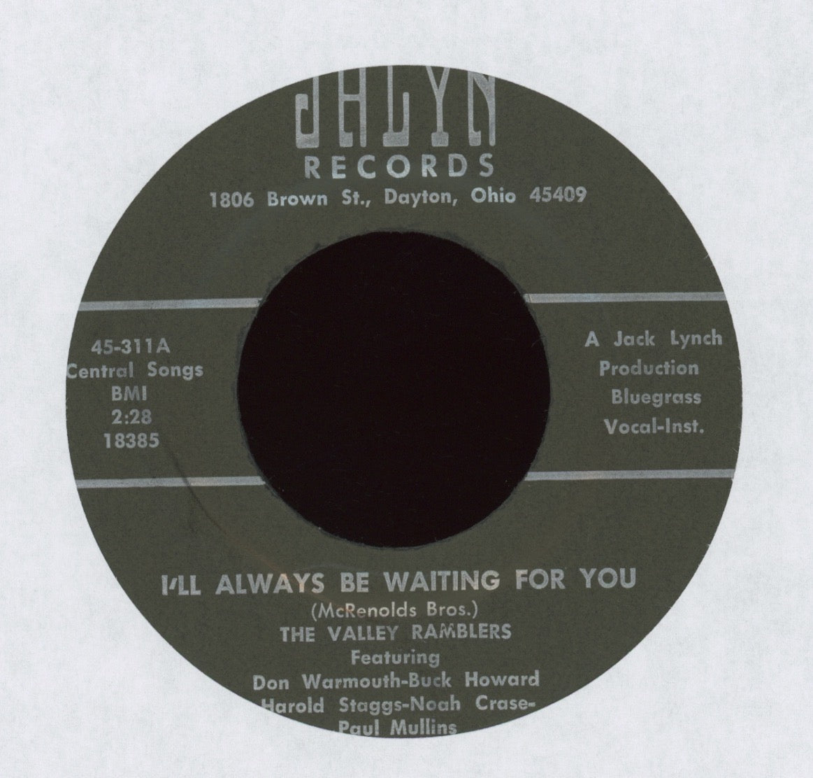The Valley Ramblers - I'll Always Be Waiting For You on Jalyn Bluegrass 45