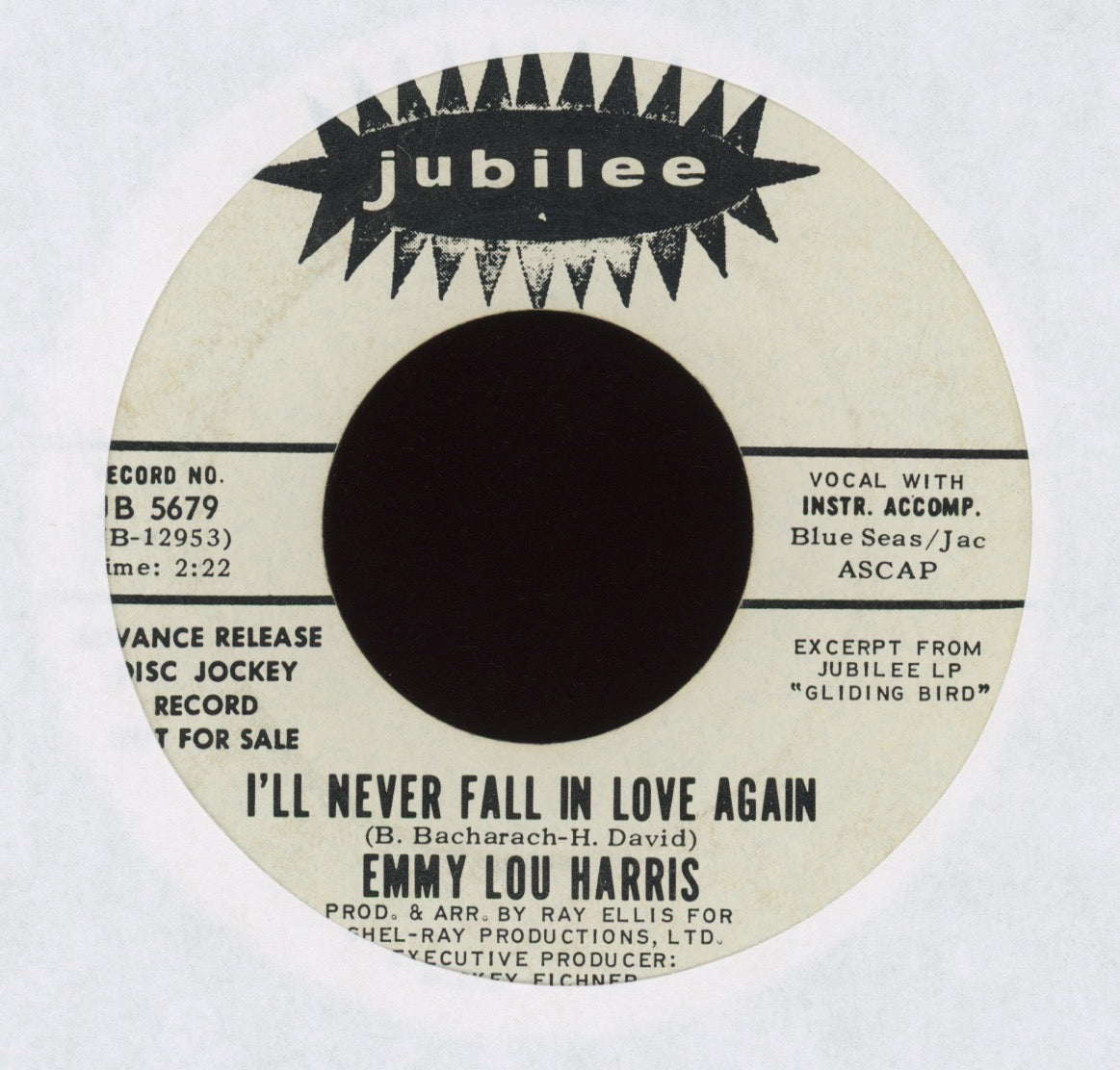 Emmylou Harris - I'll Be Your Baby Tonight on Jubilee Promo Country 45