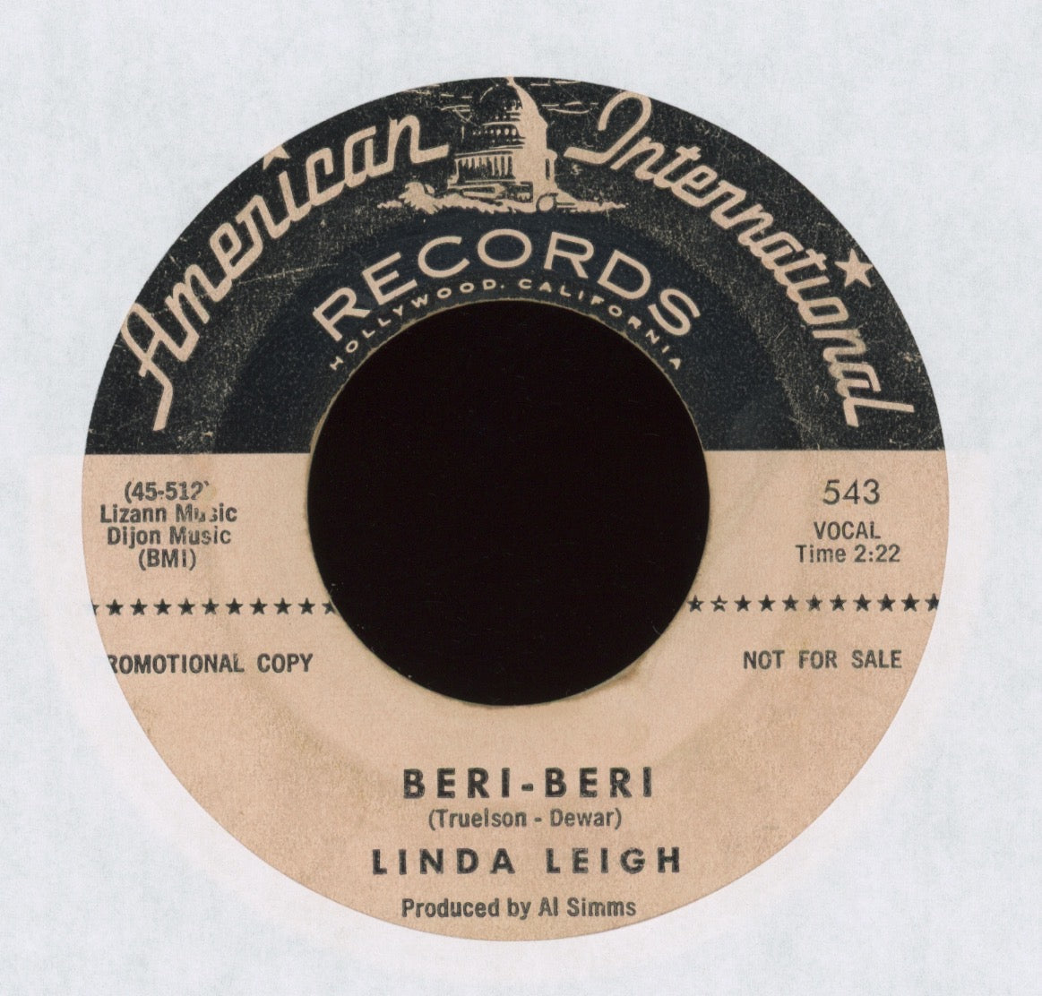 Linda Leigh - Beri-Beri on American International R&B Popcorn 45