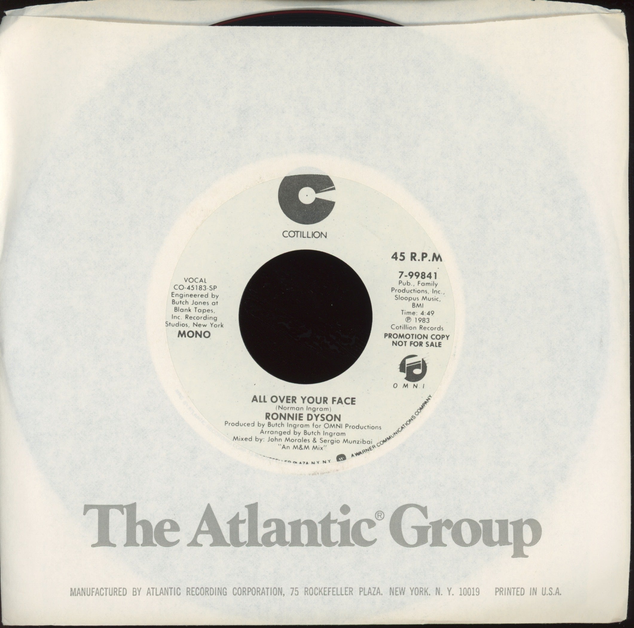 Ronnie Dyson - All Over Your Face on Cotillion Promo Modern Soul 45