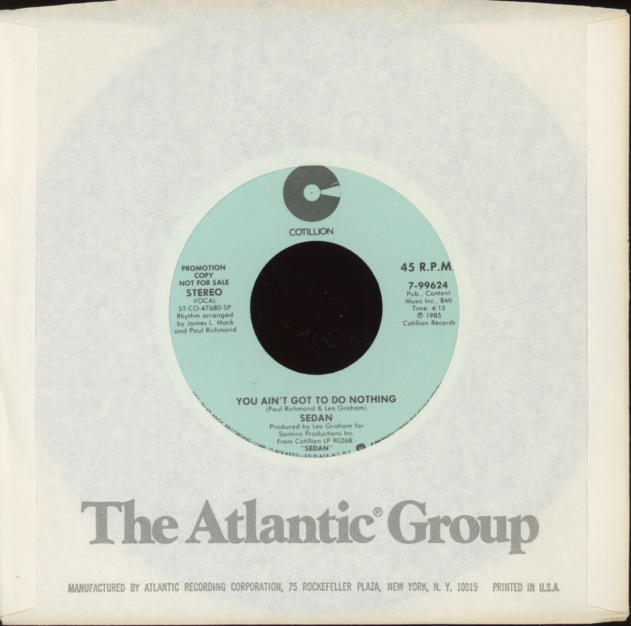 Sedan - You Ain't Got To Do Nothing on Atlantic Promo Modern Soul 45