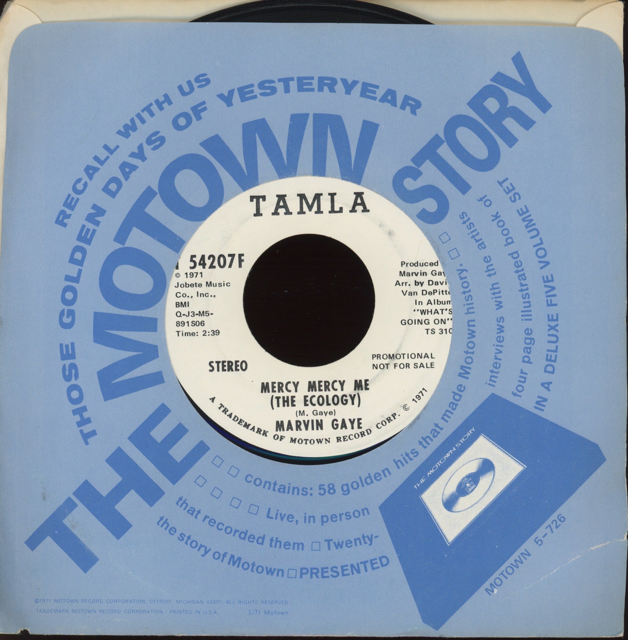 Marvin Gaye - Mercy Mercy Me (The Ecology) on Tamla Promo Soul Funk 45