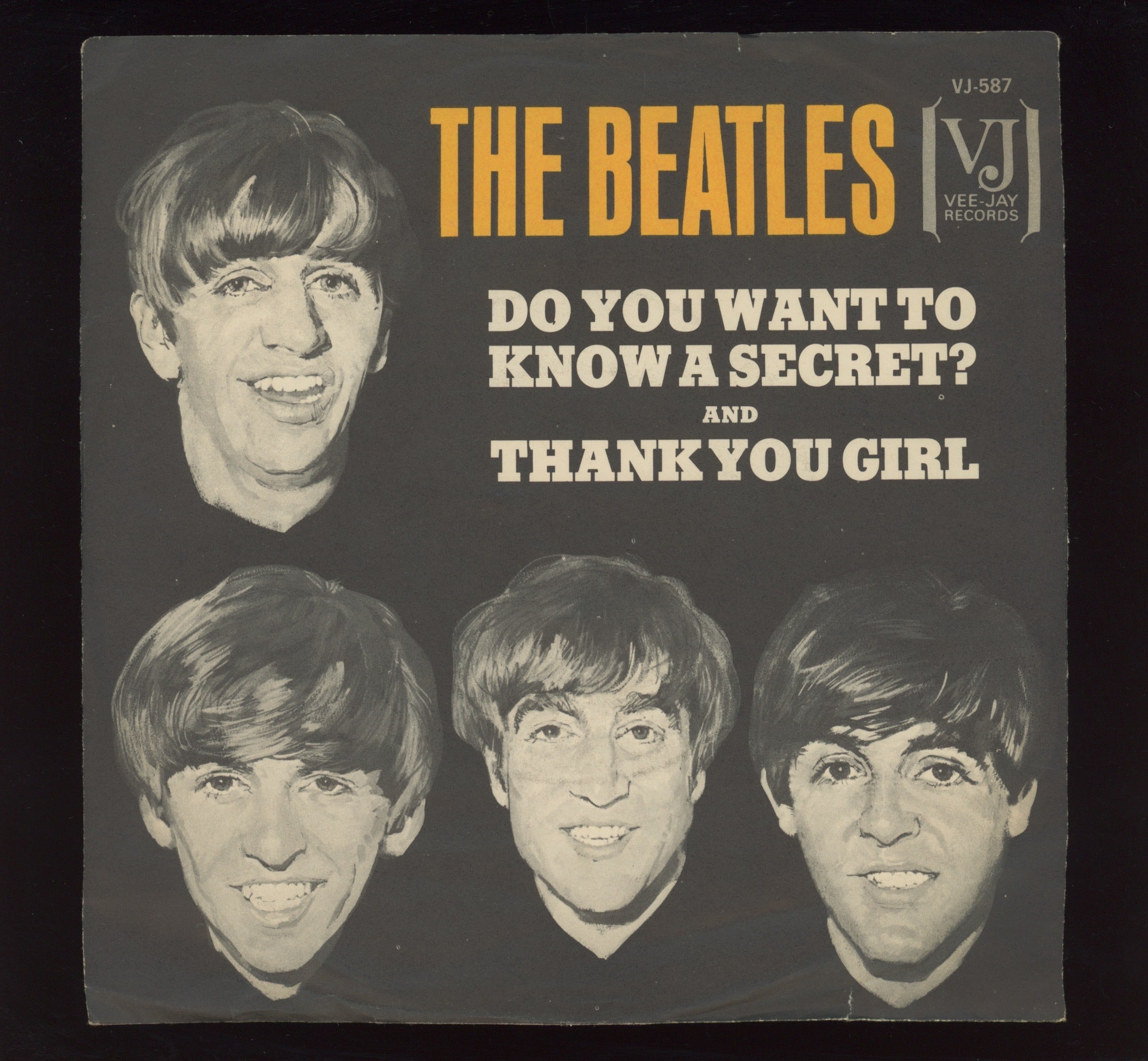 The Beatles - Do You Want To Know A Secret on VJ Black Label Without Brackets 45 With Picture Sleeve