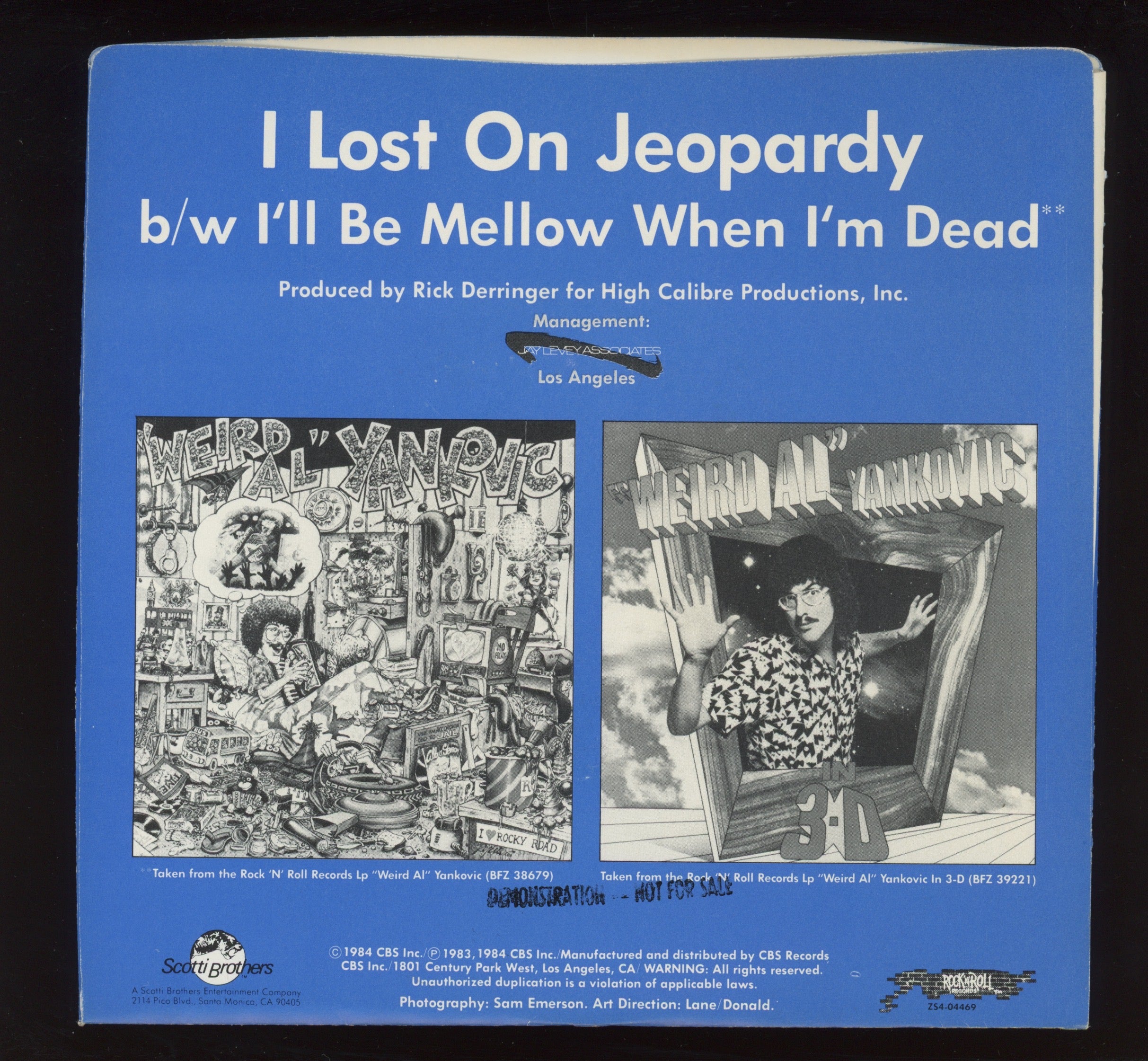 "Weird Al" Yankovic - I Lost On Jeopardy on Rock 'n' Roll Promo 45 With Picture Sleeve