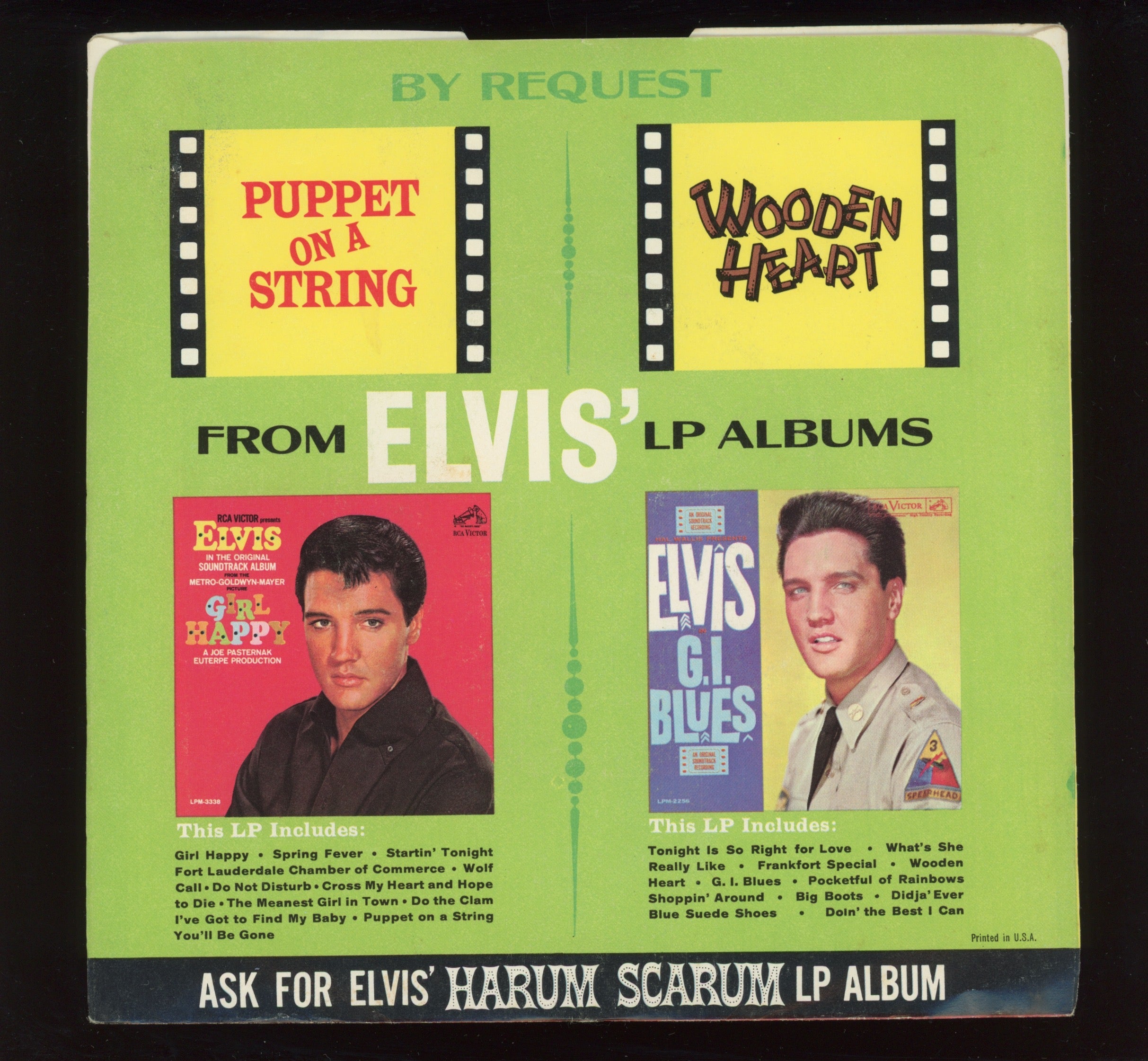 Elvis Presley - Puppet On A String / Wooden Heart on RCA 447-0650 Gold Standard 45 With Picture Sleeve