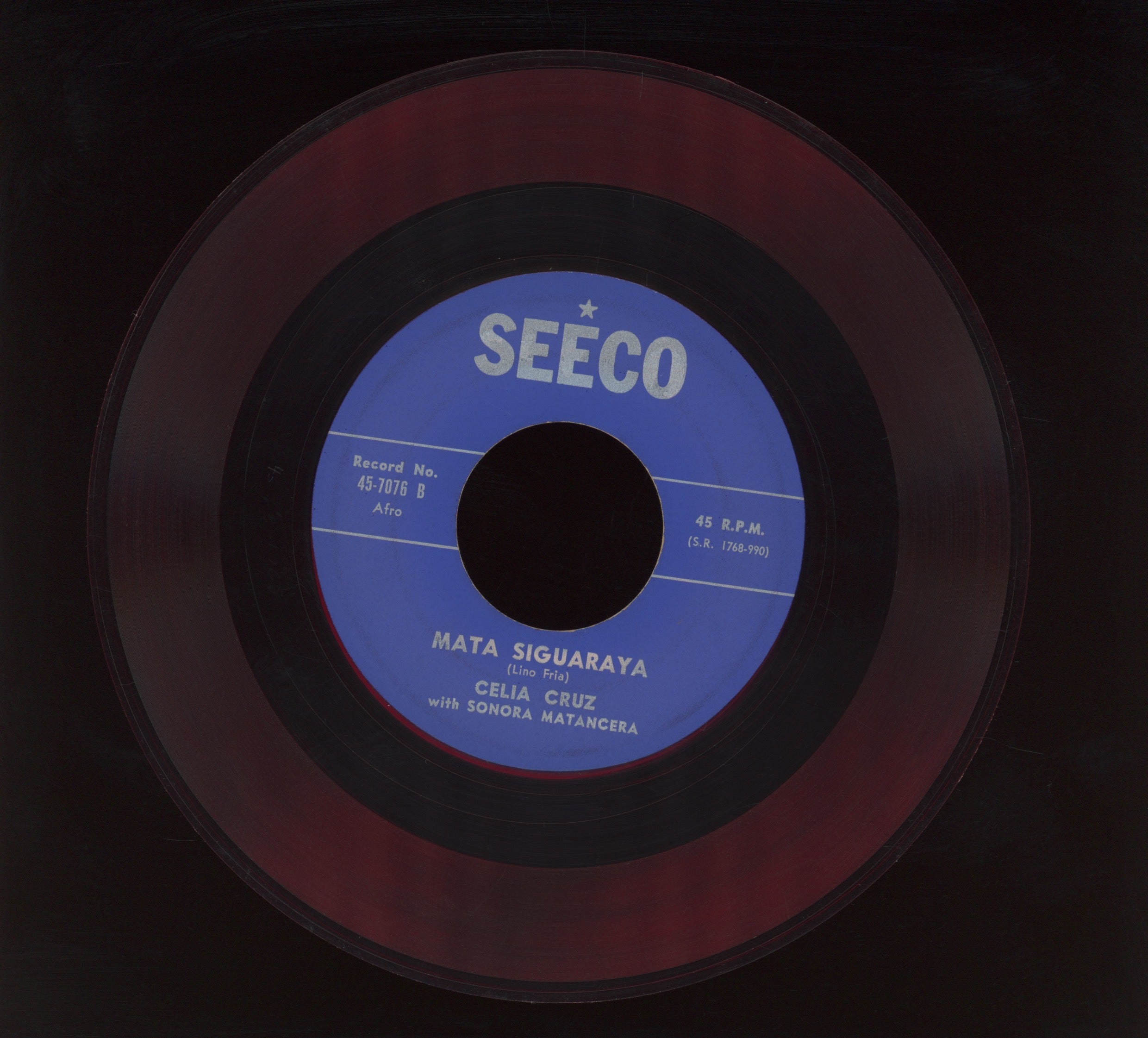 Celia Cruz With Sonora Matancera - Cao Cao Mani Picao on Seeco Red Vinyl Latin Mambo 45