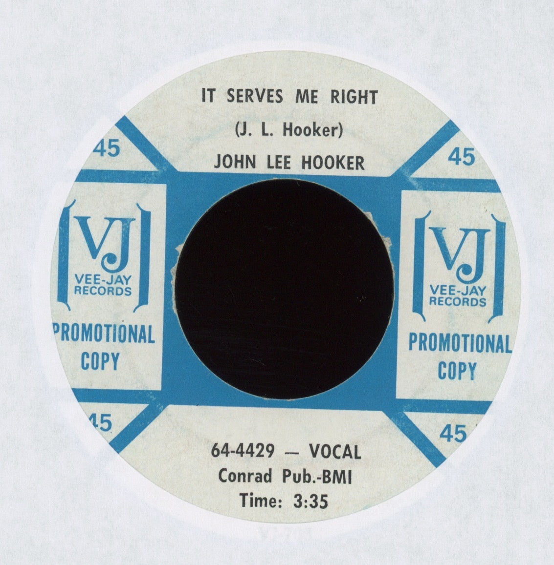 John Lee Hooker - Flowers On The Hour on Vee Jay Promo R&B Blues 45