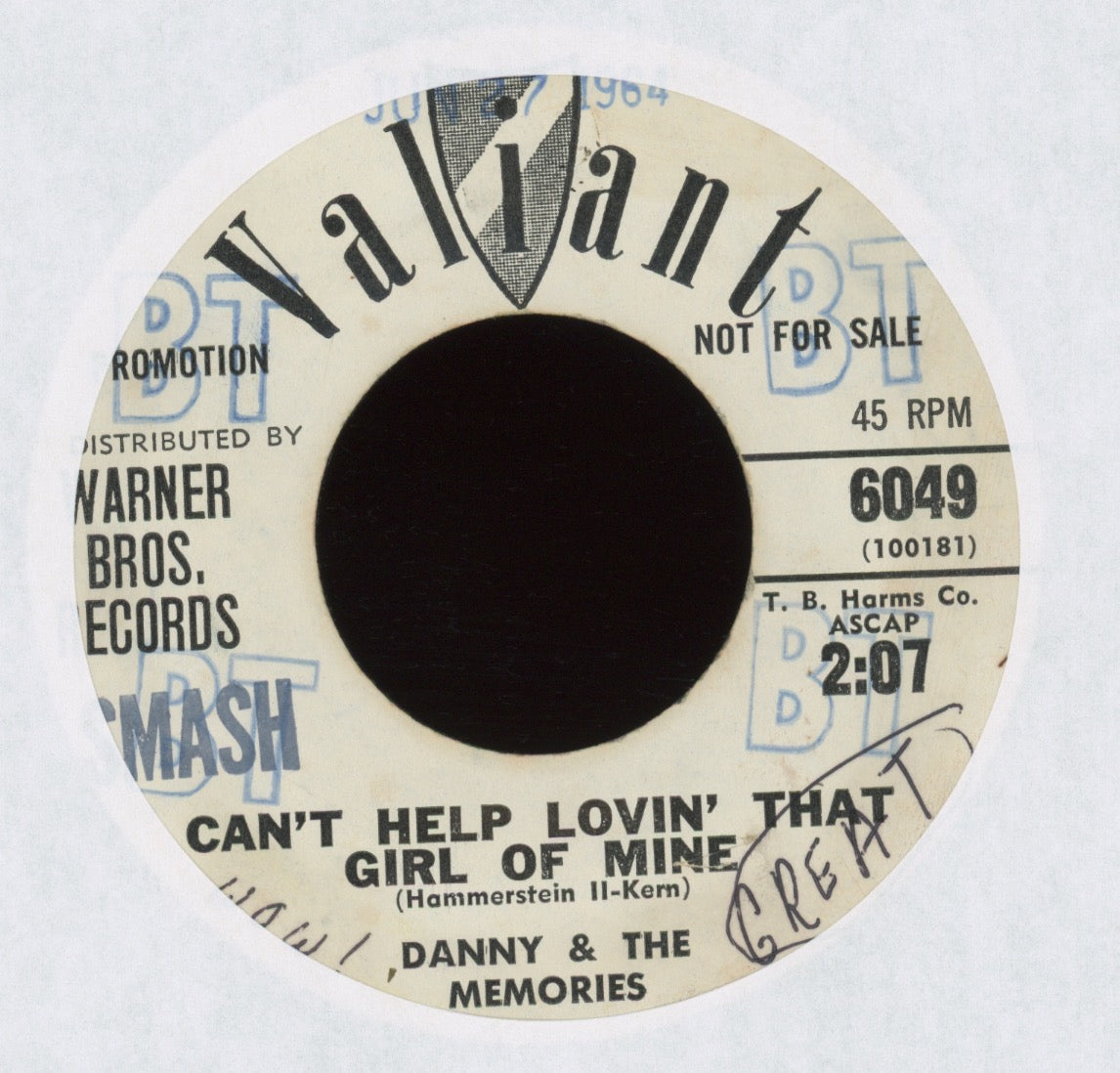 Danny & The Memories - Can't Help Lovin That Girl Of Mine on Valiant Promo Doo Wop 45