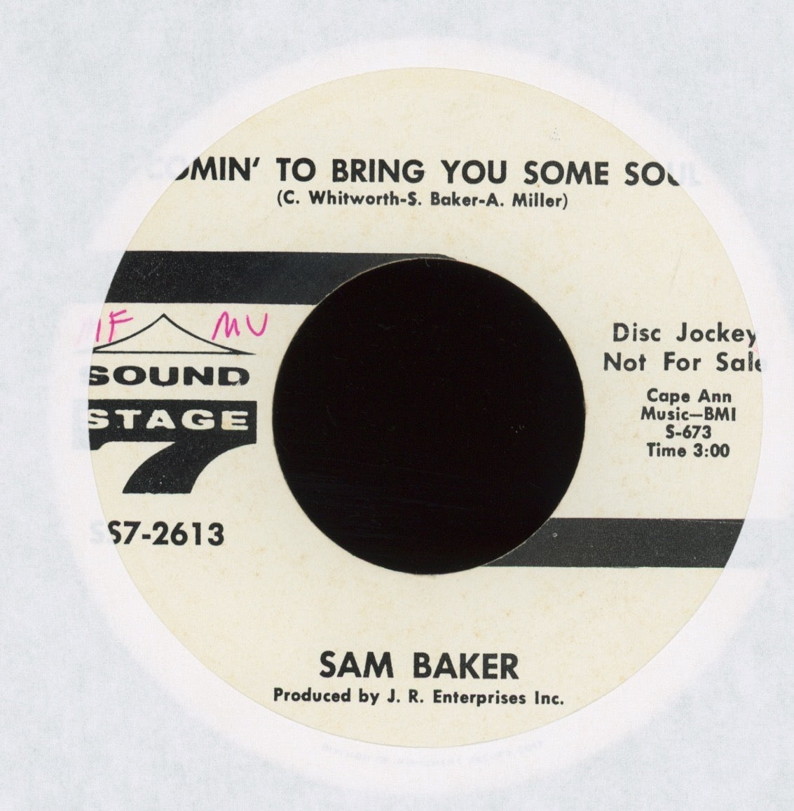 Sam Baker - I Can't Break Away on Sound Stage 7 Promo Soul 45