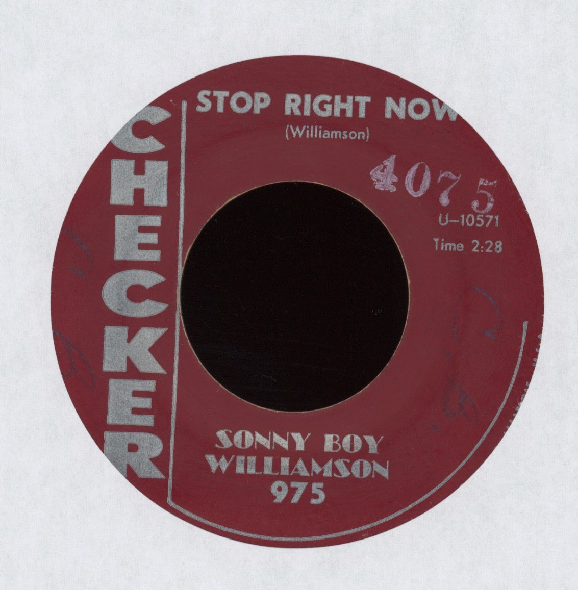 Sonny Boy Williamson - Stop Right Now on Checker R&B Blues 45