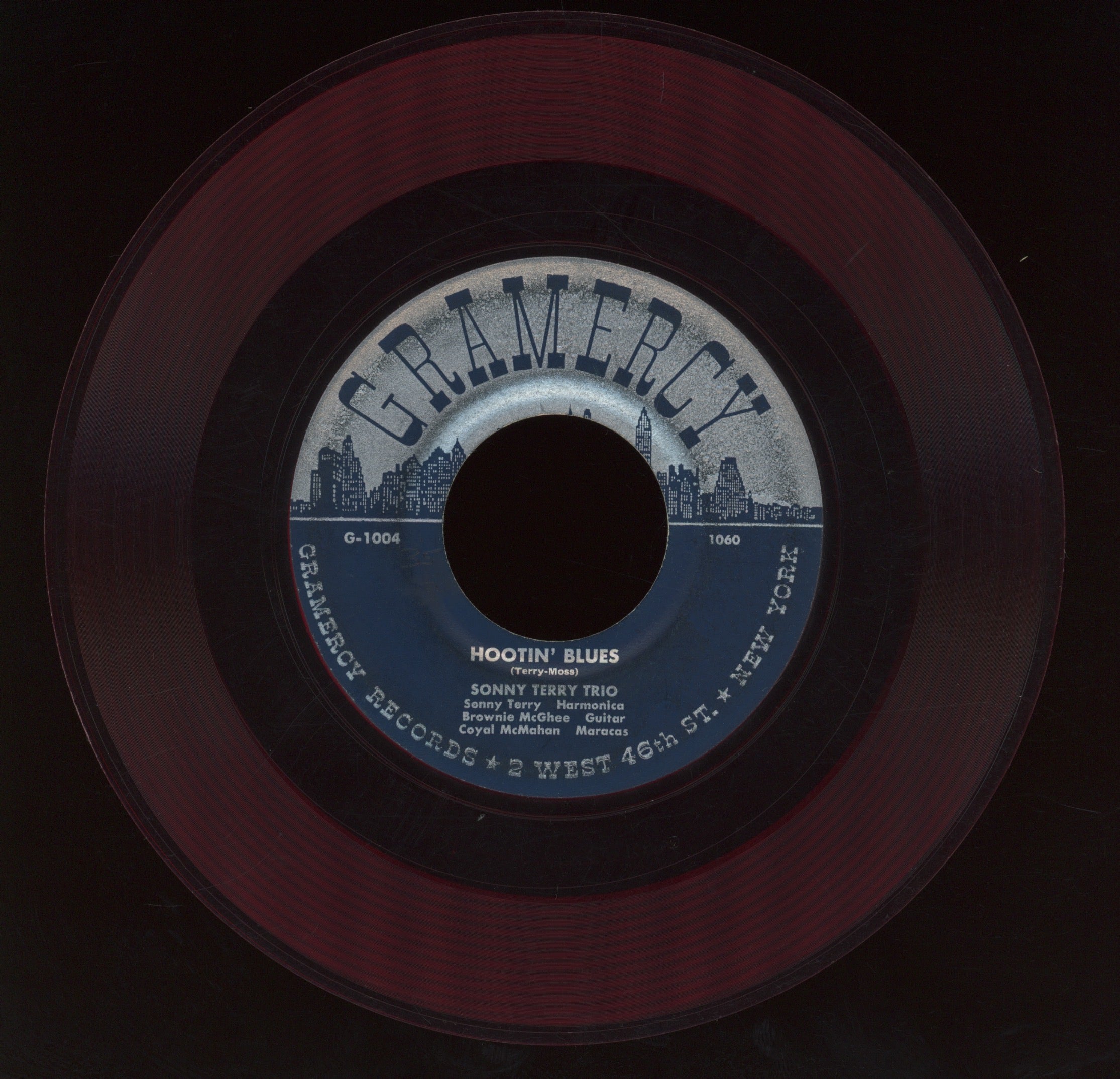 Sonny Terry Trio - Hootin' Blues on Gramercy Red Vinyl Blues 45