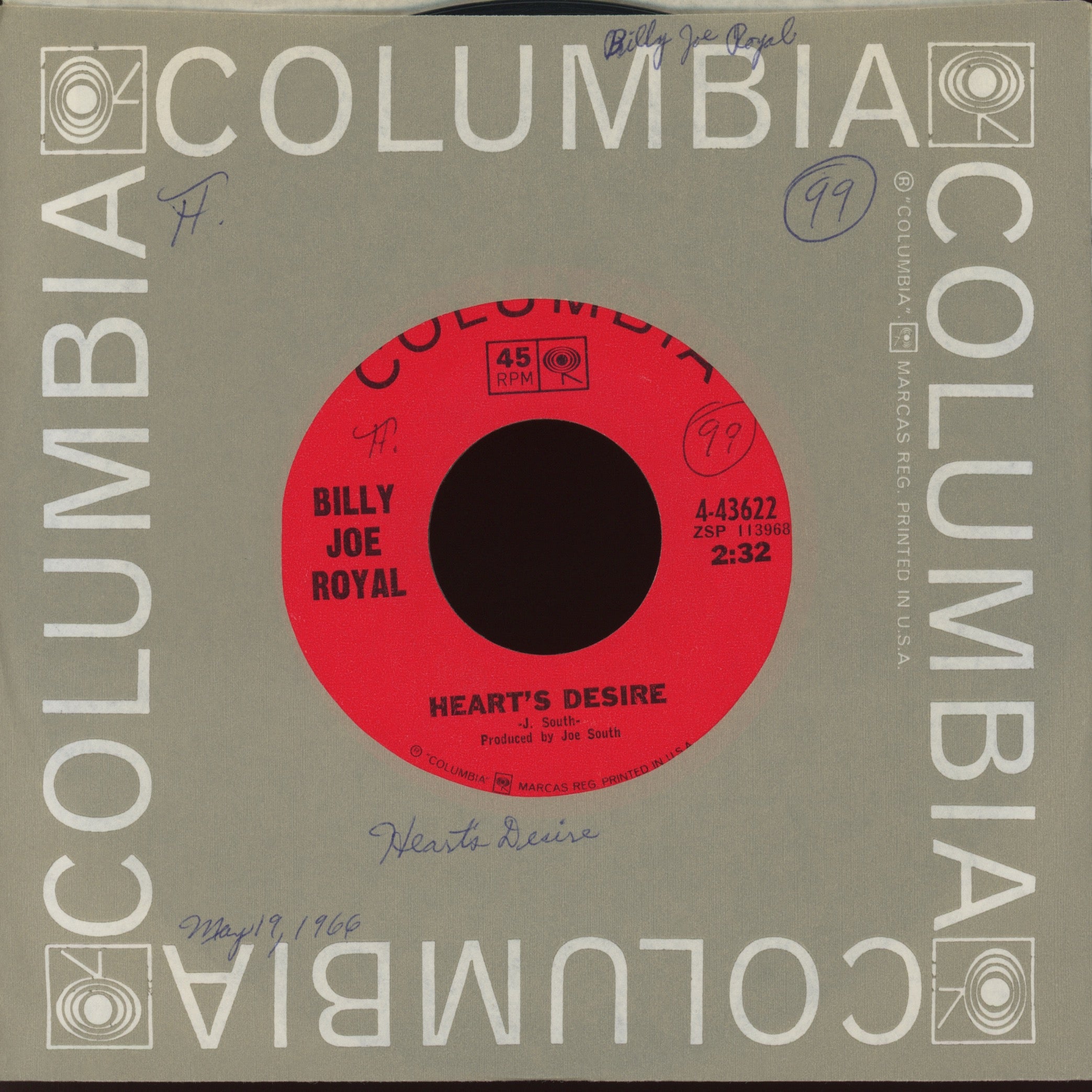 Billy Joe Royal - Heart's Desire on Columbia