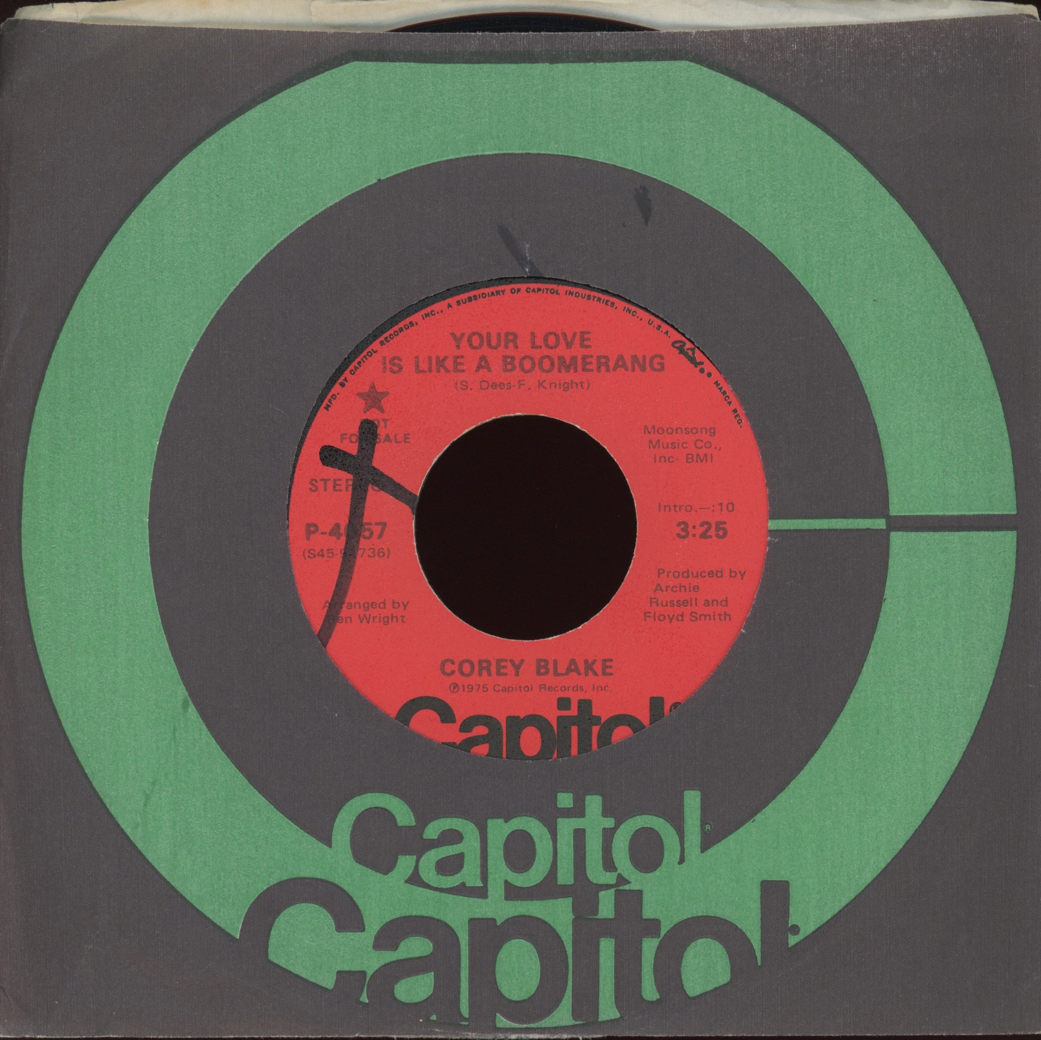 Corey Blake - Your Love Is Like A Boomerang on Capitol Promo