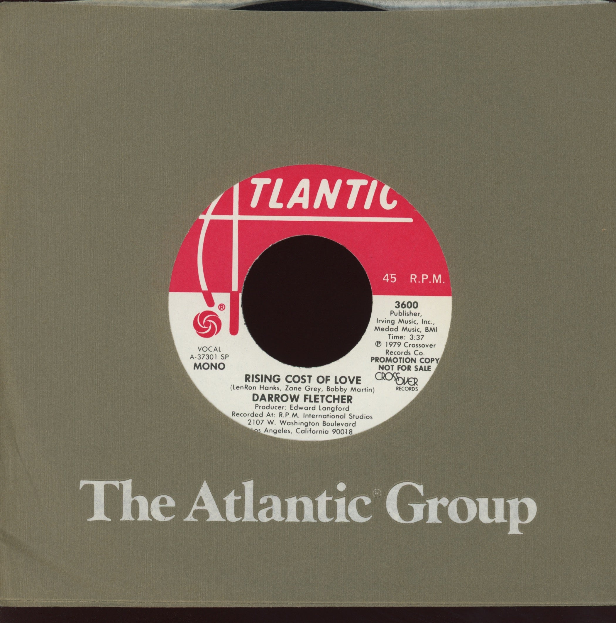 Darrow Fletcher - Rising Cost Of Love on Atlantic Promo