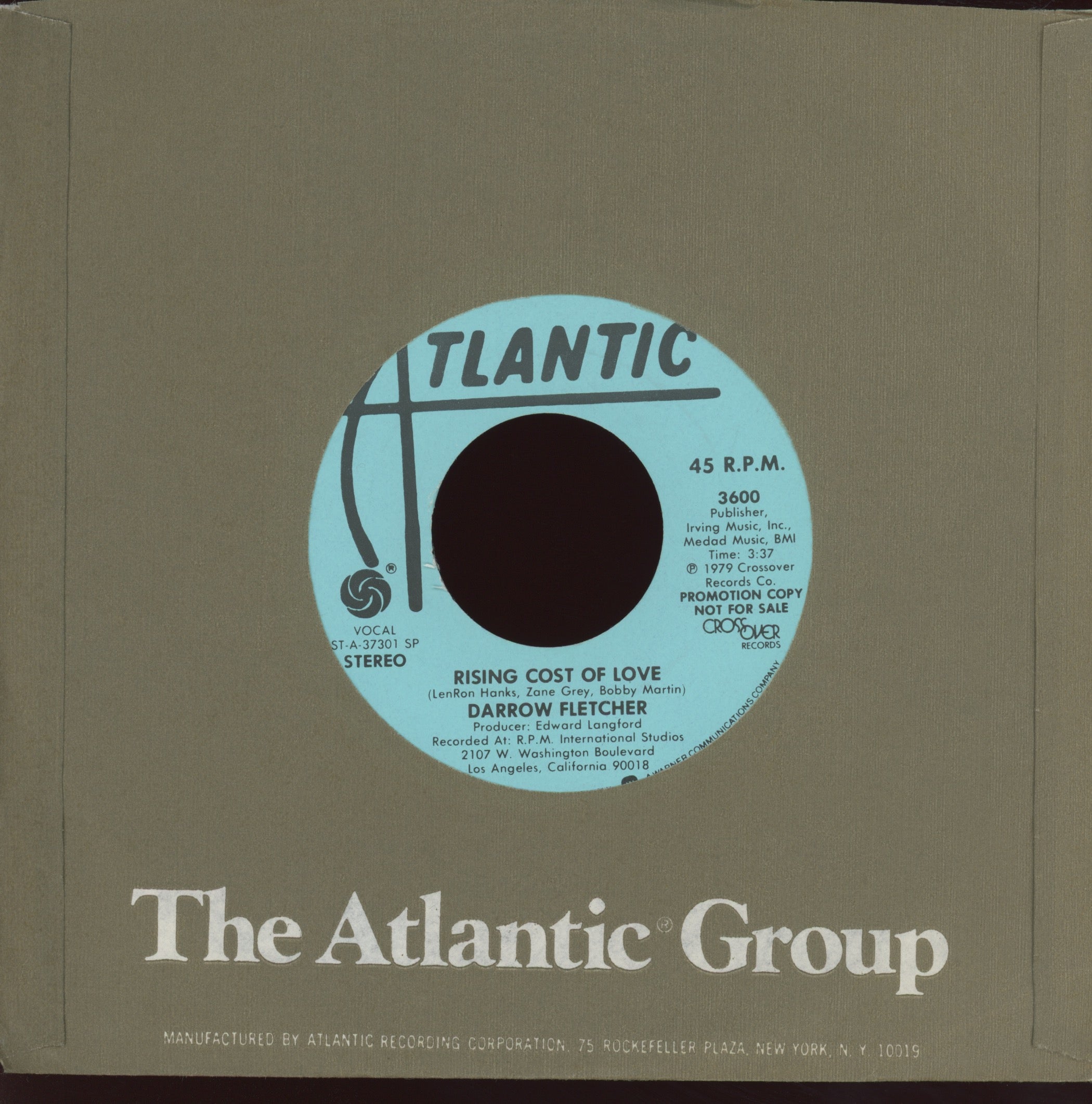 Darrow Fletcher - Rising Cost Of Love on Atlantic Promo