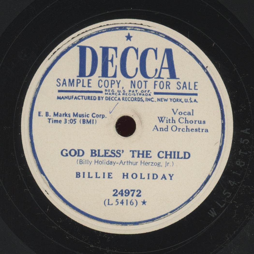 Jazz 78 - Billie Holiday - God Bless' The Child / This Is Heaven To Me on Decca PROMO