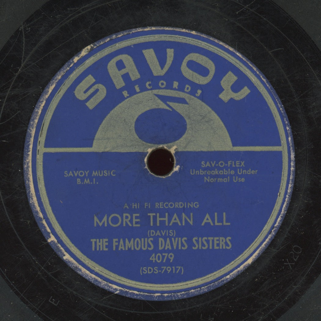 Gospel 78 - The Famous Davis Sisters - Oh Sinner / More Than All on Savoy