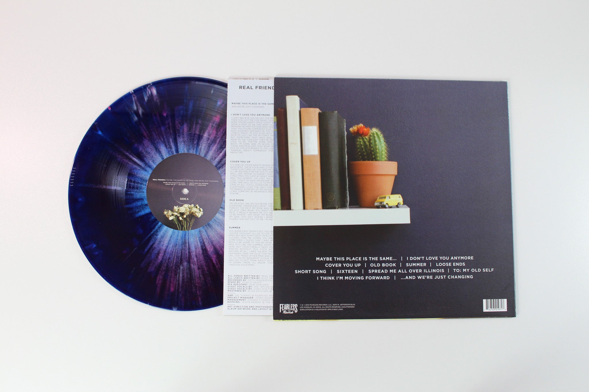 Real Friends - Maybe This Place Is The Same And We're Just Changing on Fearless Royal Blue / Purple With Bone Splatter Reissue