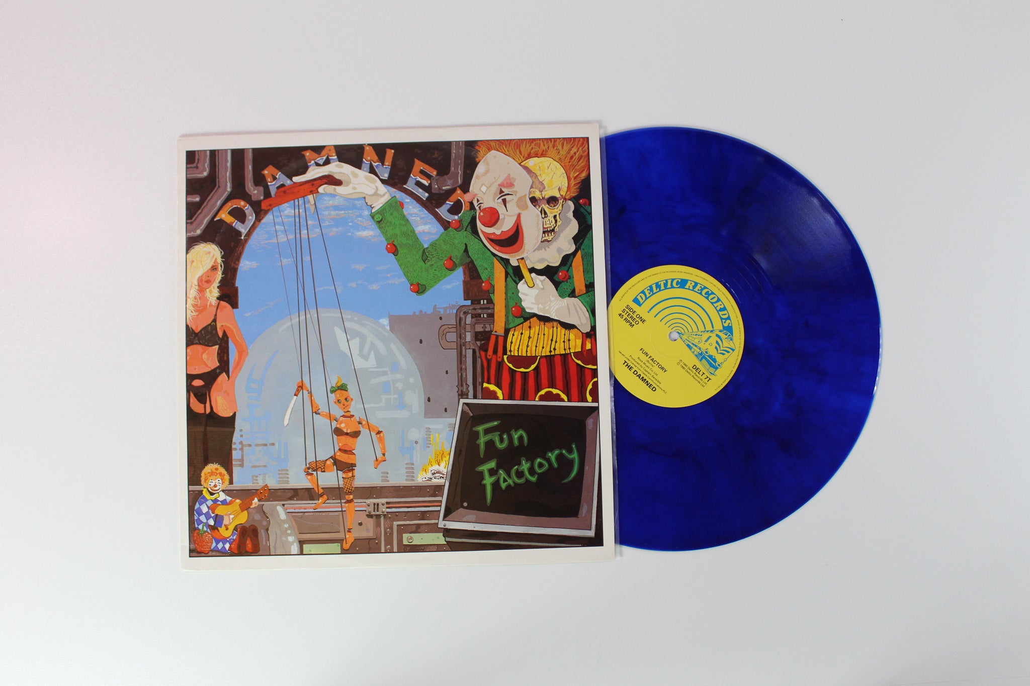 The Damned - Fun Factory on Deltic Records - Blue Vinyl UK Pressing 12" Single