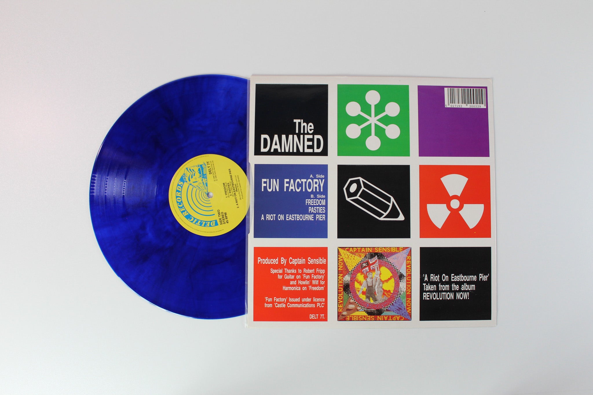 The Damned - Fun Factory on Deltic Records - Blue Vinyl UK Pressing 12" Single