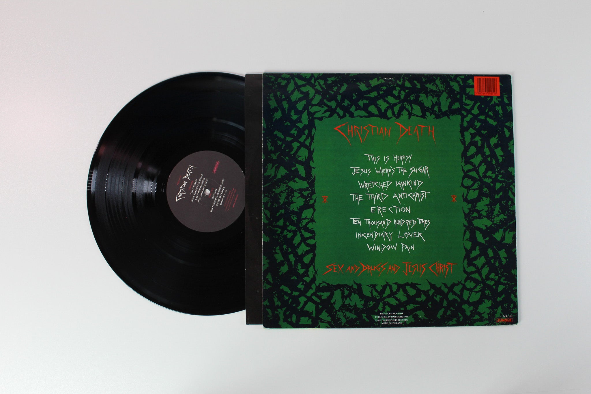 Christian Death - Sex And Drugs And Jesus Christ on Jungle Records UK pressing