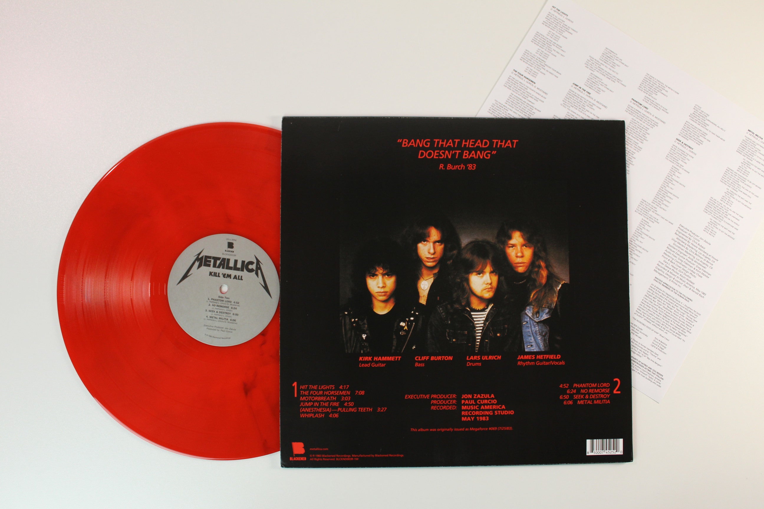 Metallica - Kill 'Em All on Blackened Ltd Red Furnace Vinyl Reissue
