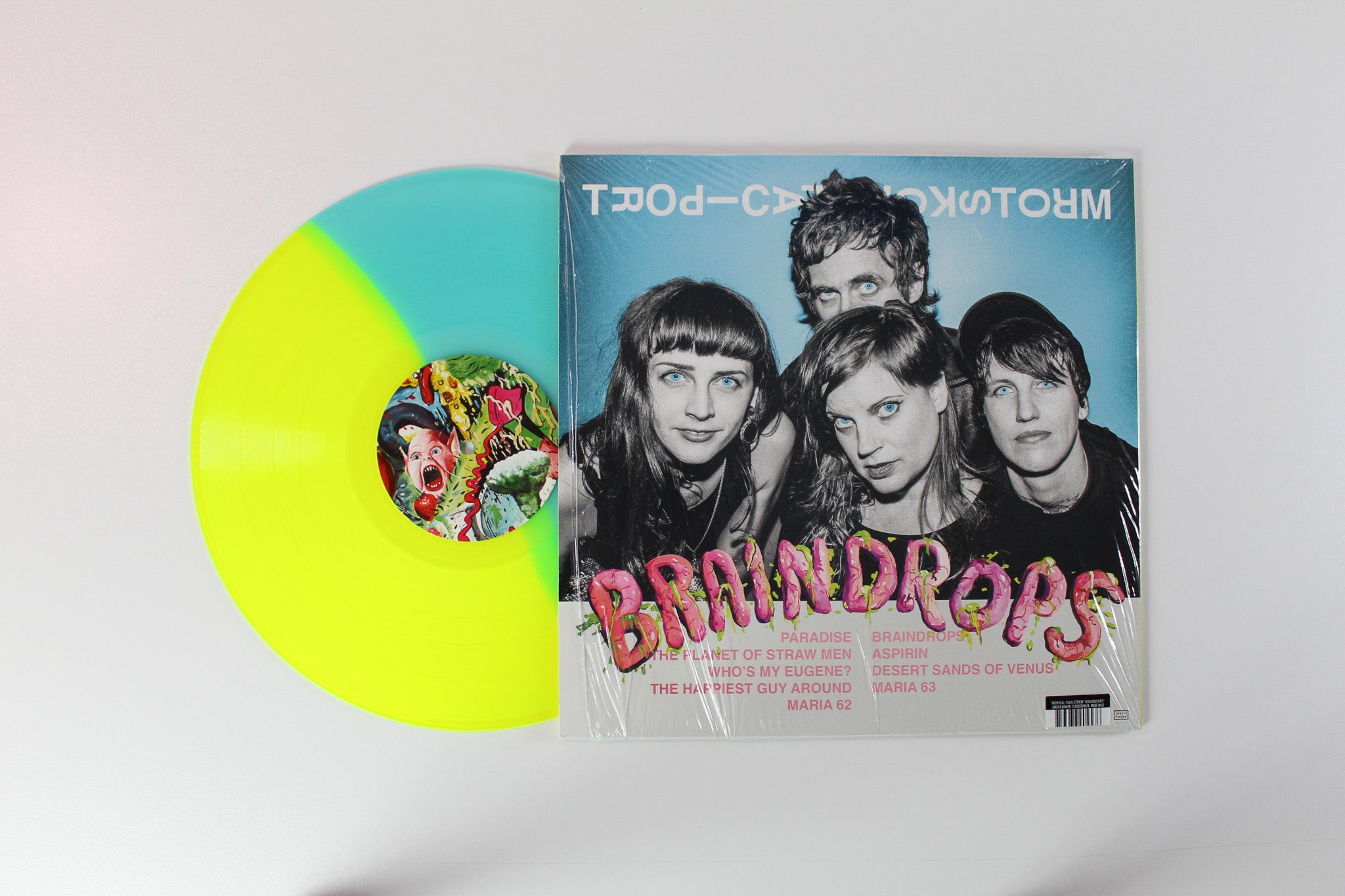 Tropical Fuck Storm - Braindrops on Joyful Noise Highlighter Yellow & Electric Blue Split Vinyl