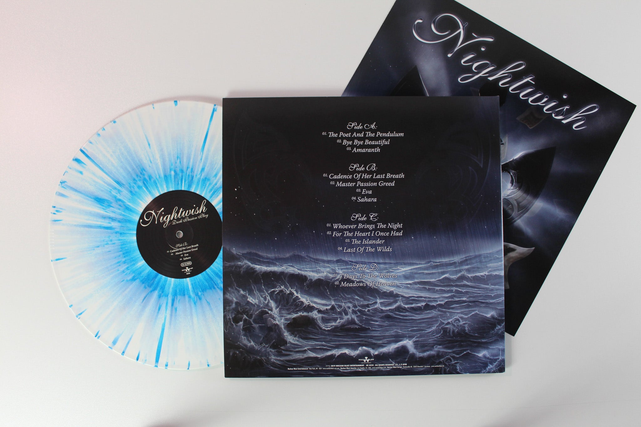 Nightwish - Dark Passion Play on Nuclear Blast Ltd White with Blue Splatter Reissue