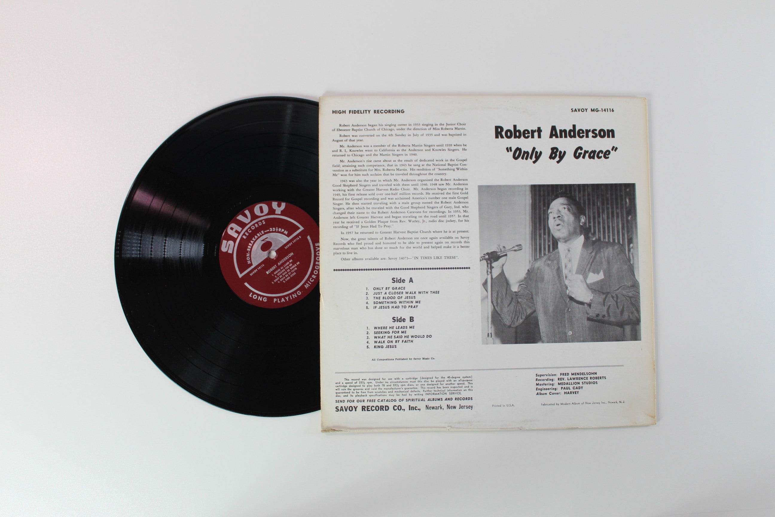 Robert Anderson - Only By Grace on Savoy Harvey Cover