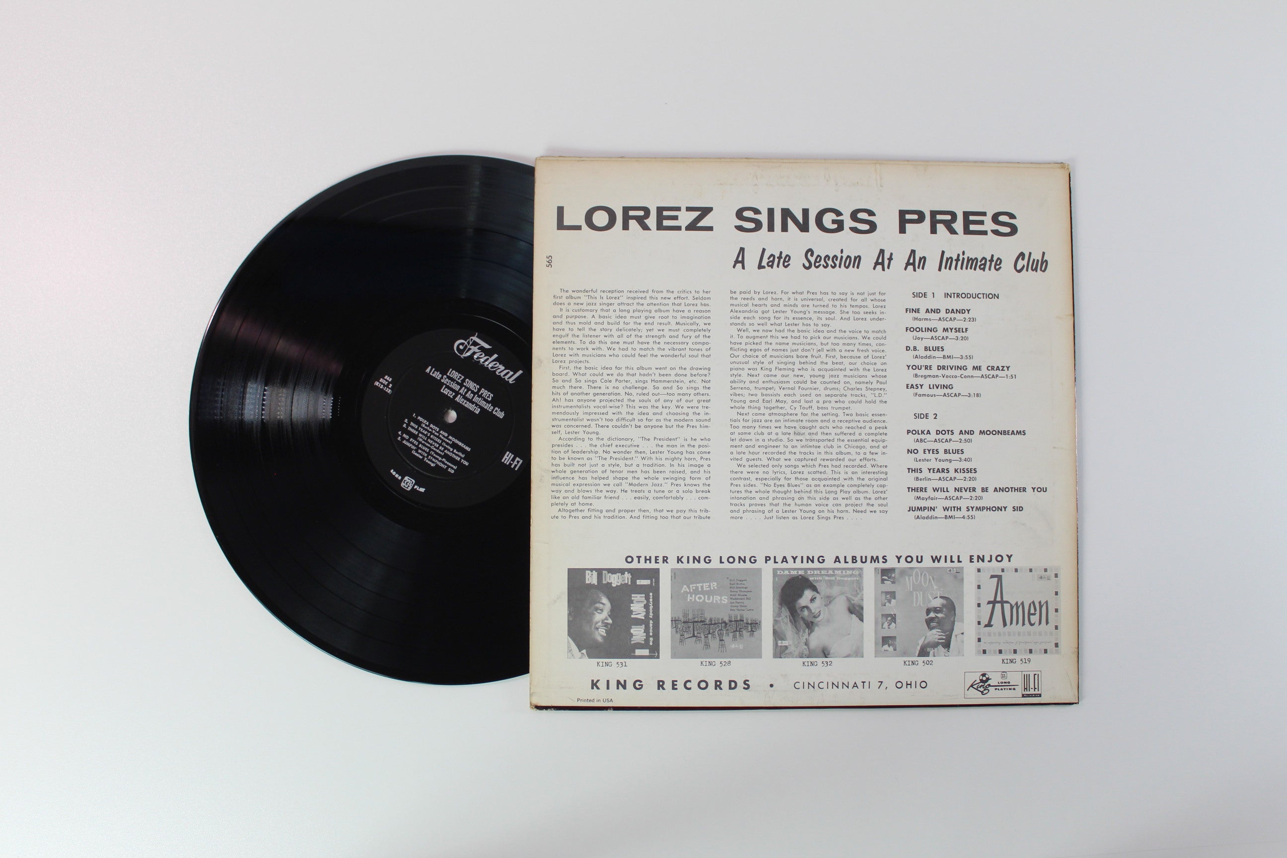 Lorez Alexandria - Lorez Sings Pres on Federal Mono