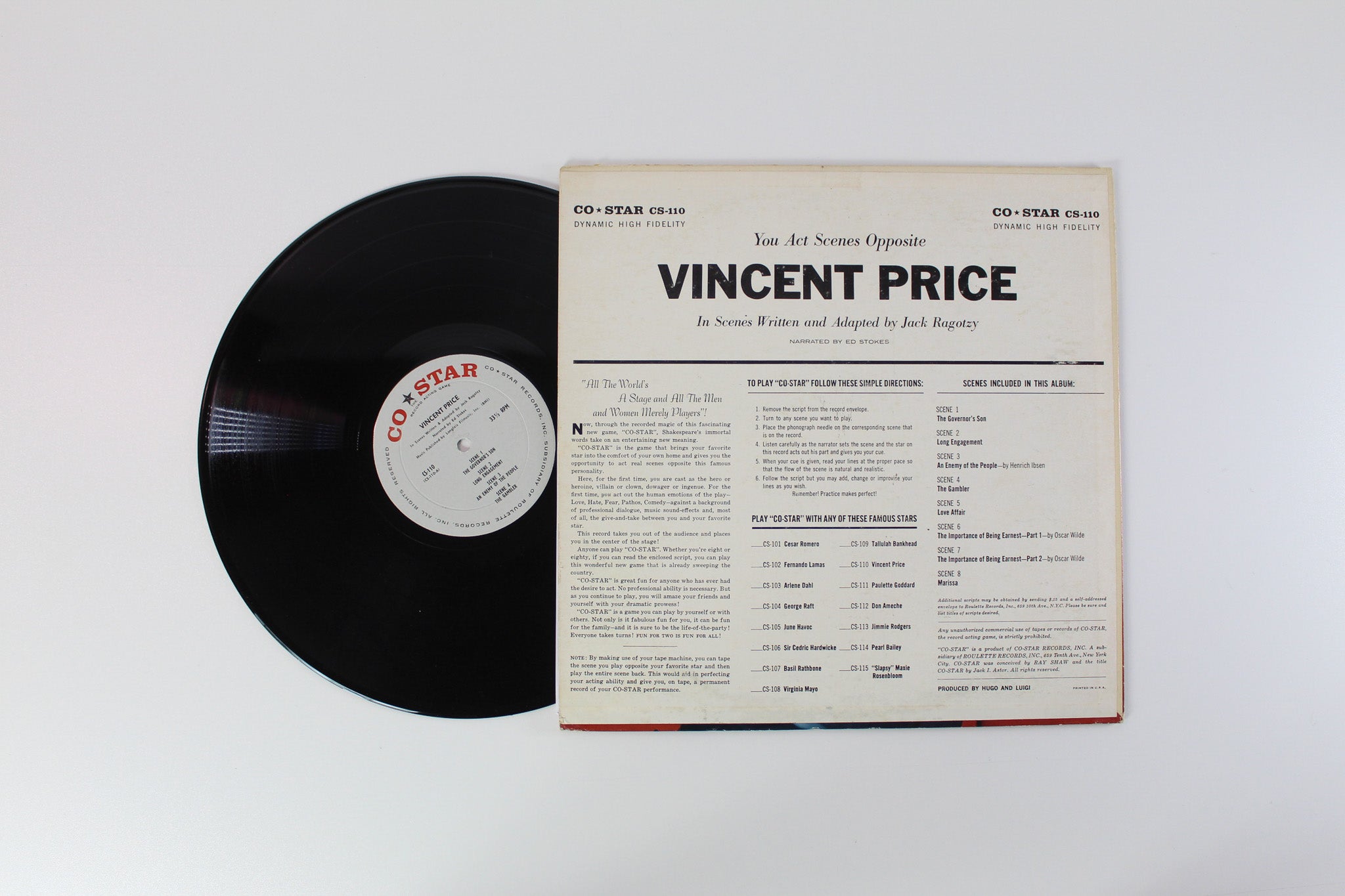 Vincent Price - Co-Star - The Record Acting Game on Co-Star