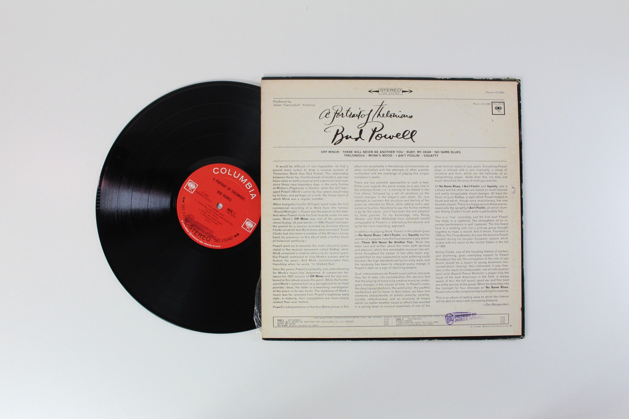 Bud Powell - A Portrait Of Thelonious on Columbia - Stereo