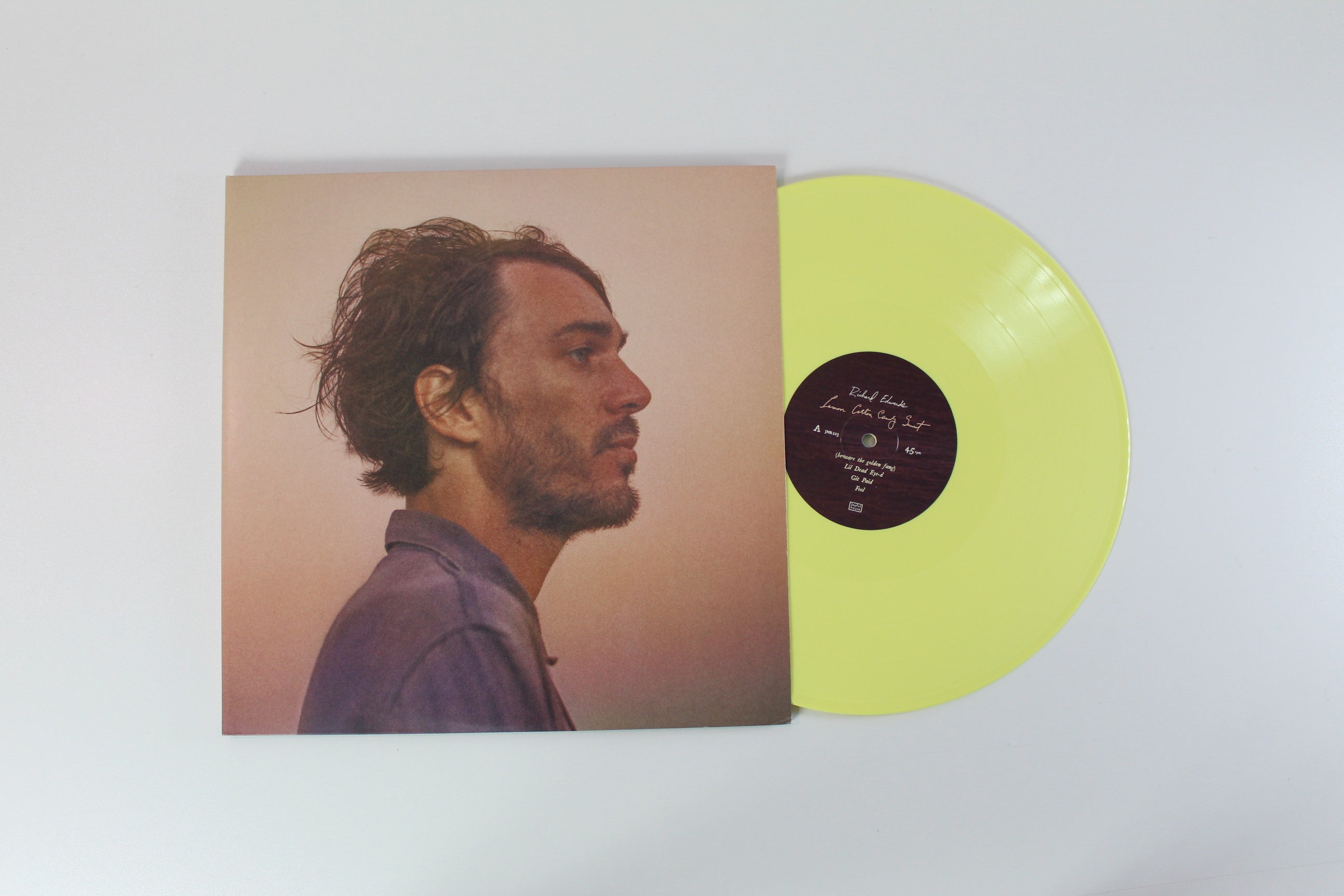 Richard Edwards - Lemon Cotton Candy Sunset on Joyful Noise Recordings – 45 RPM – Limited Edition – Yellow Lemon Vinyl – Pink Vinyl – With Flexi-disc